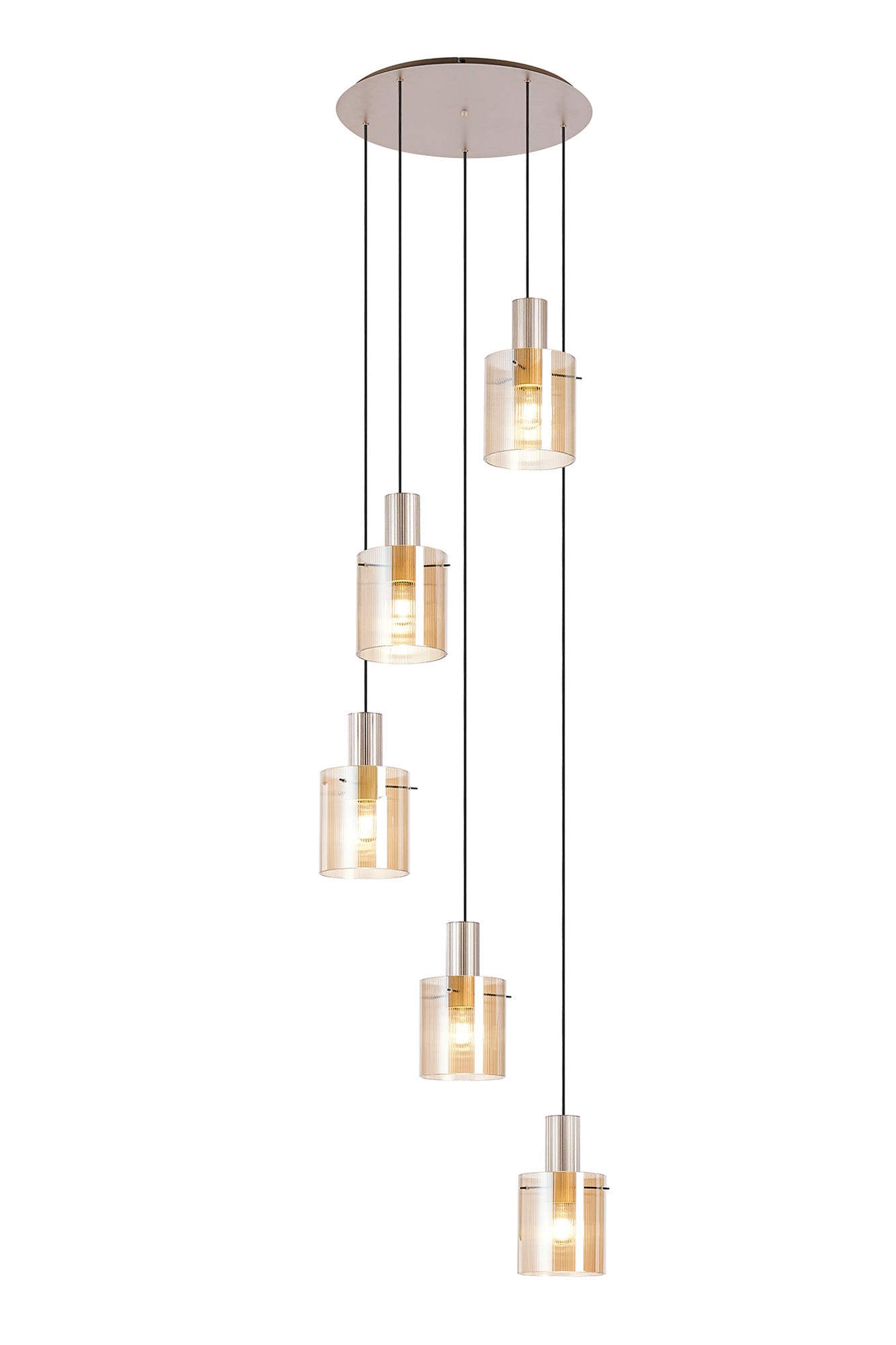Hailey 5Lt Round Pendant Narrow Line Glass - Various Colours