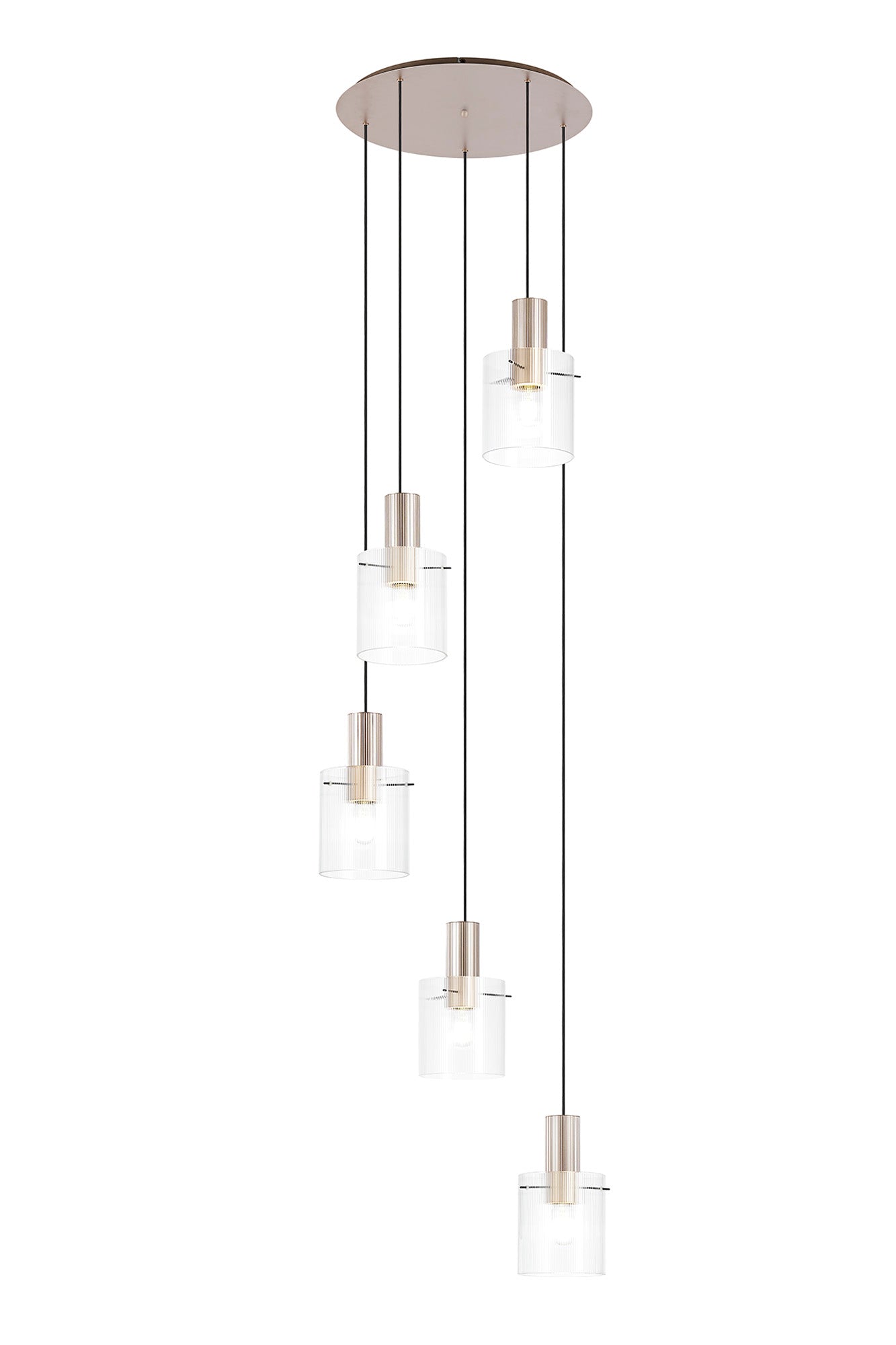 Hailey 5Lt Round Pendant Narrow Line Glass - Various Colours