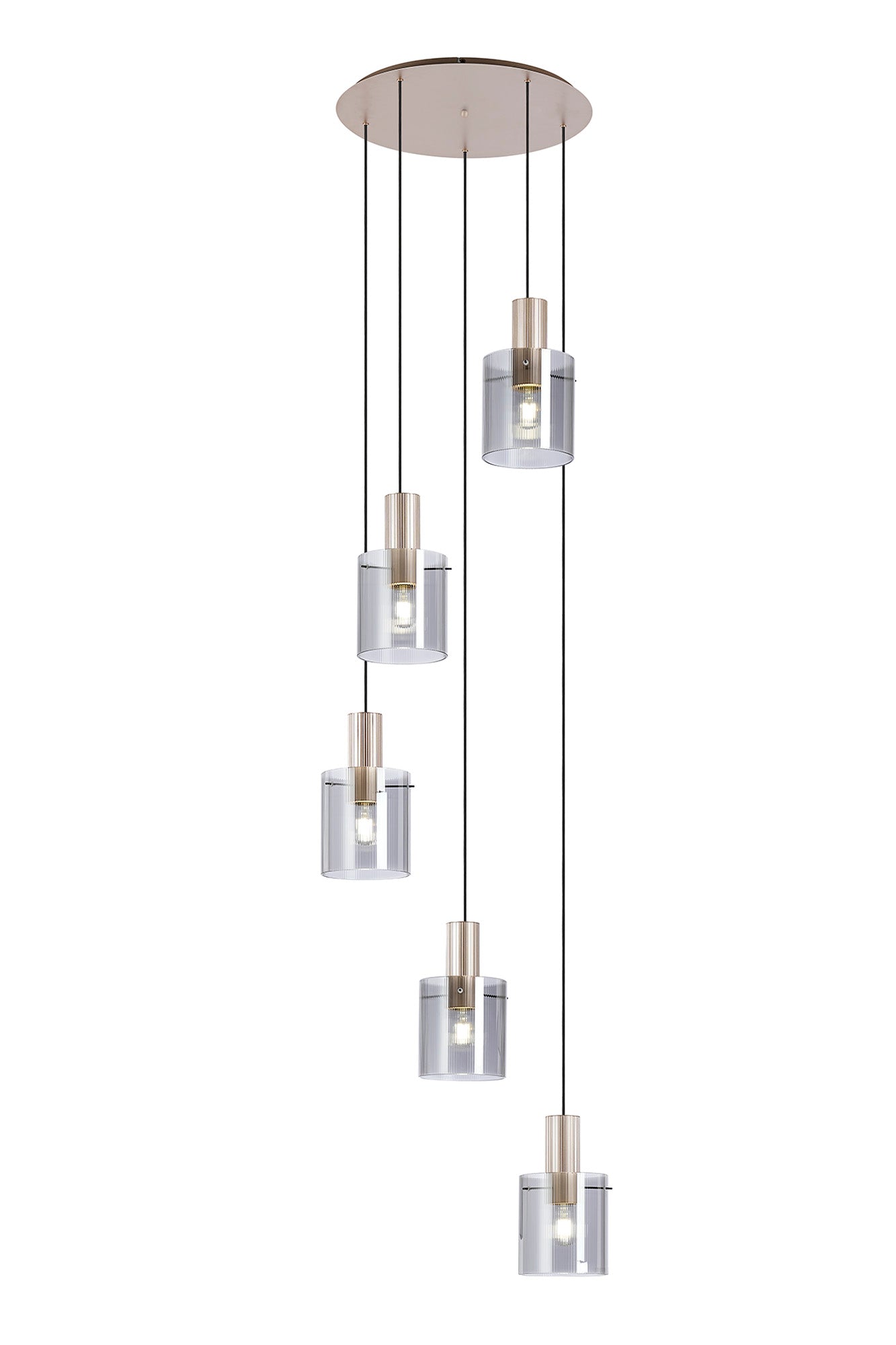 Hailey 5Lt Round Pendant Narrow Line Glass - Various Colours