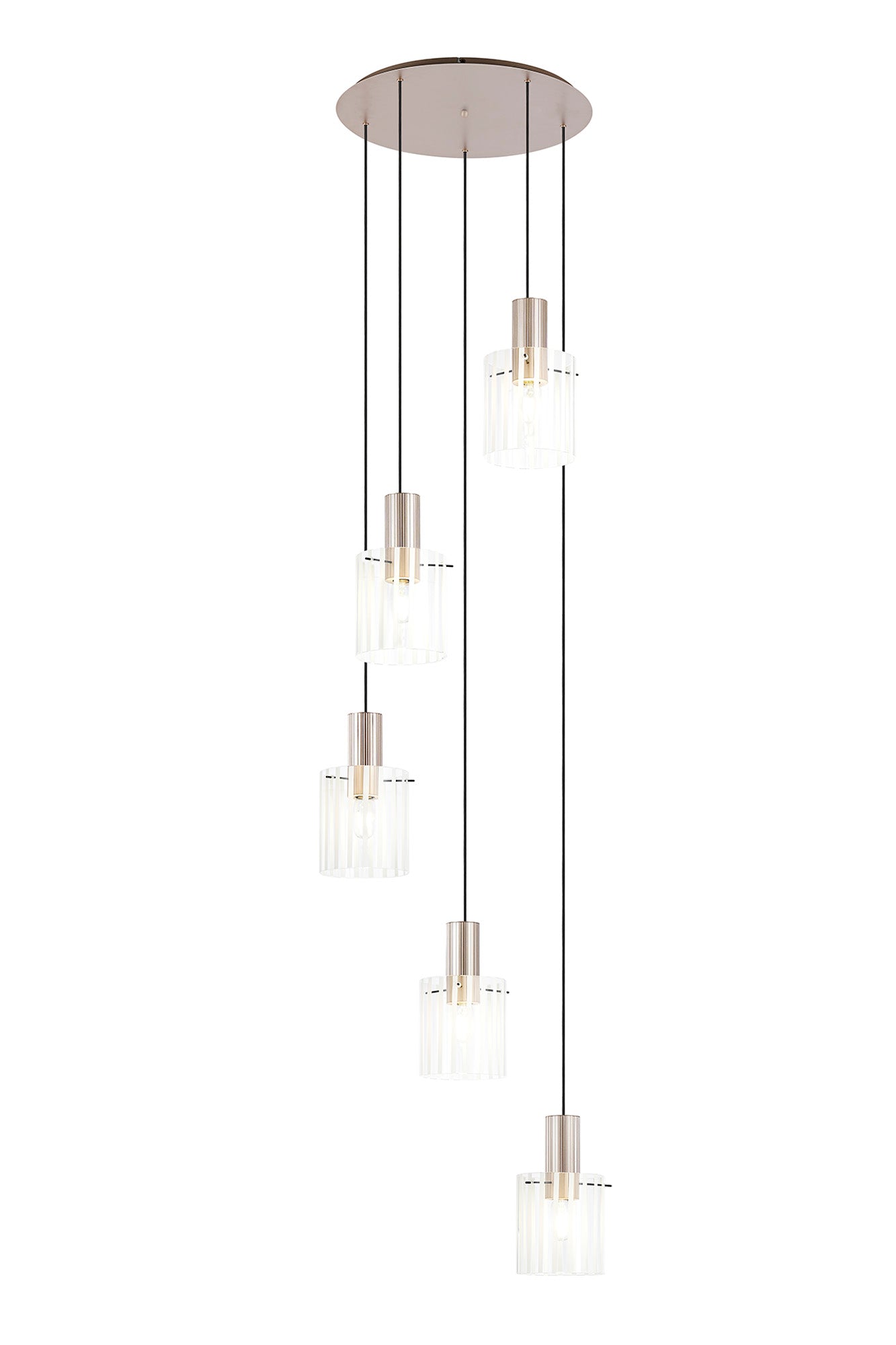 Hailey 5Lt Wide Ribbed Cluster Pendant - Various Colours