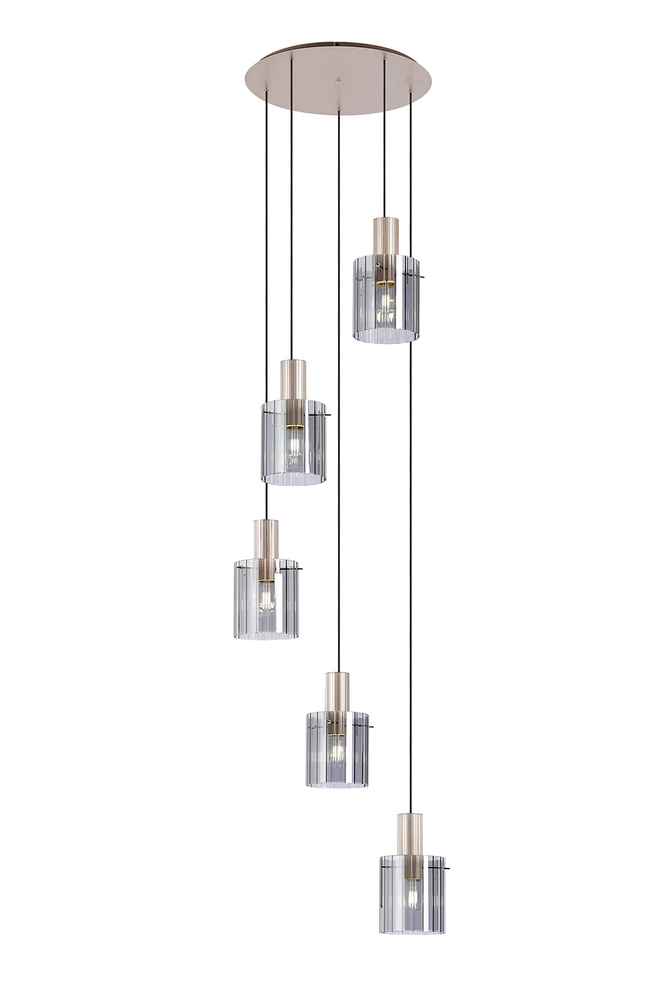 Hailey 5Lt Wide Ribbed Cluster Pendant - Various Colours