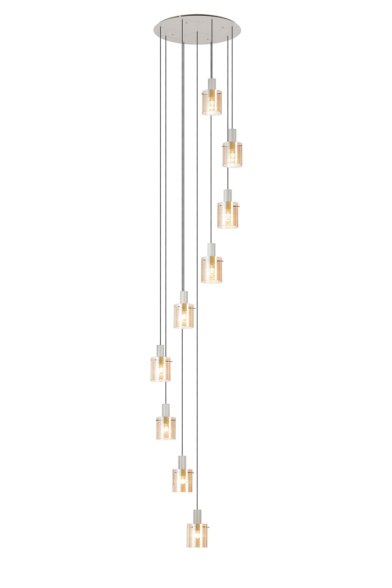 Hailey 9Lt Cluster Pendant Narrow Line Glass - Various Colours