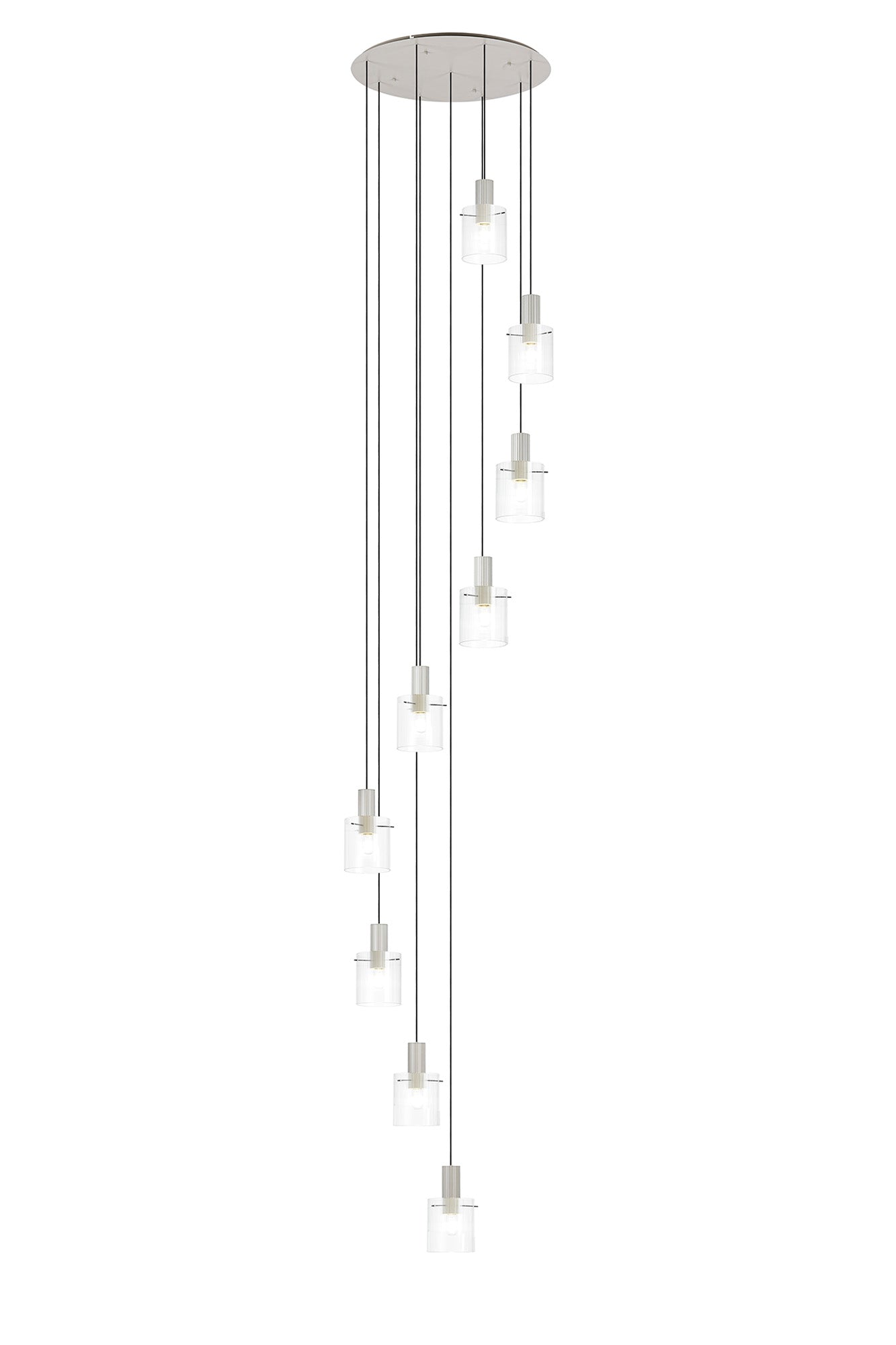 Hailey 9Lt Cluster Pendant Narrow Line Glass - Various Colours