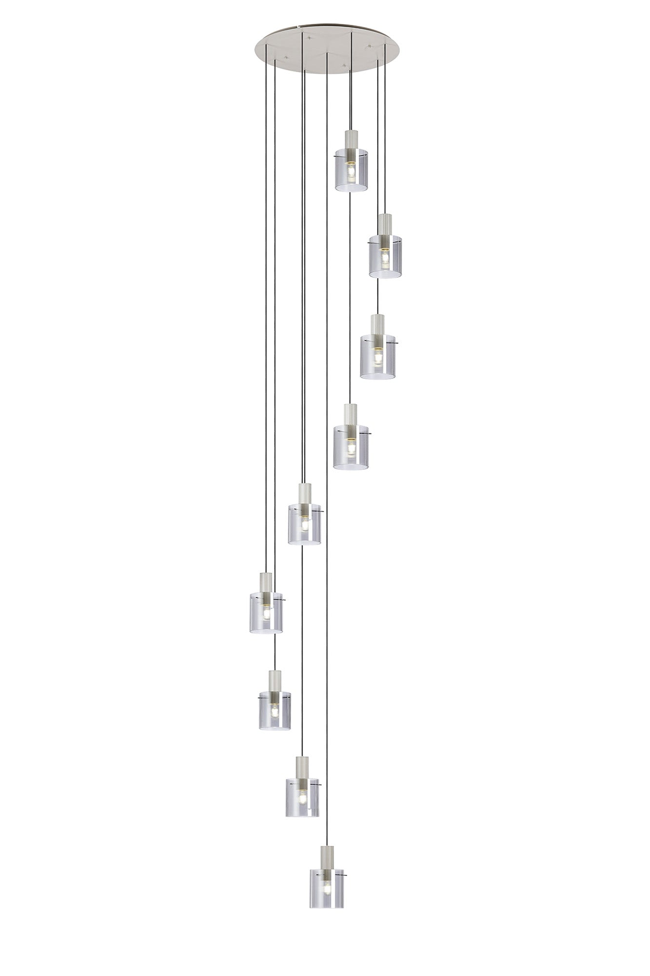 Hailey 9Lt Cluster Pendant Narrow Line Glass - Various Colours