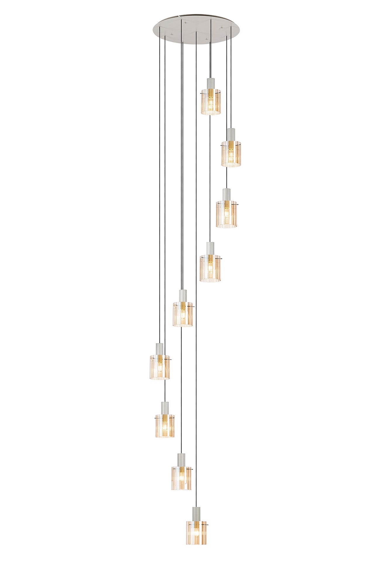 Hailey 9Lt Cluster Pendant Wide Line Glass - Various Colours