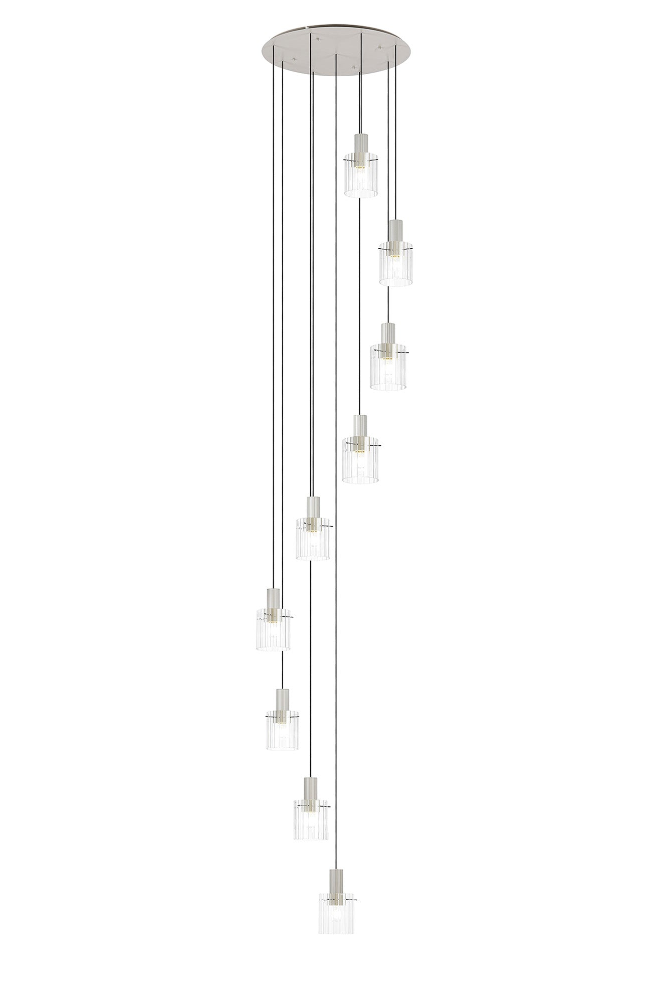 Hailey 9Lt Cluster Pendant Wide Line Glass - Various Colours