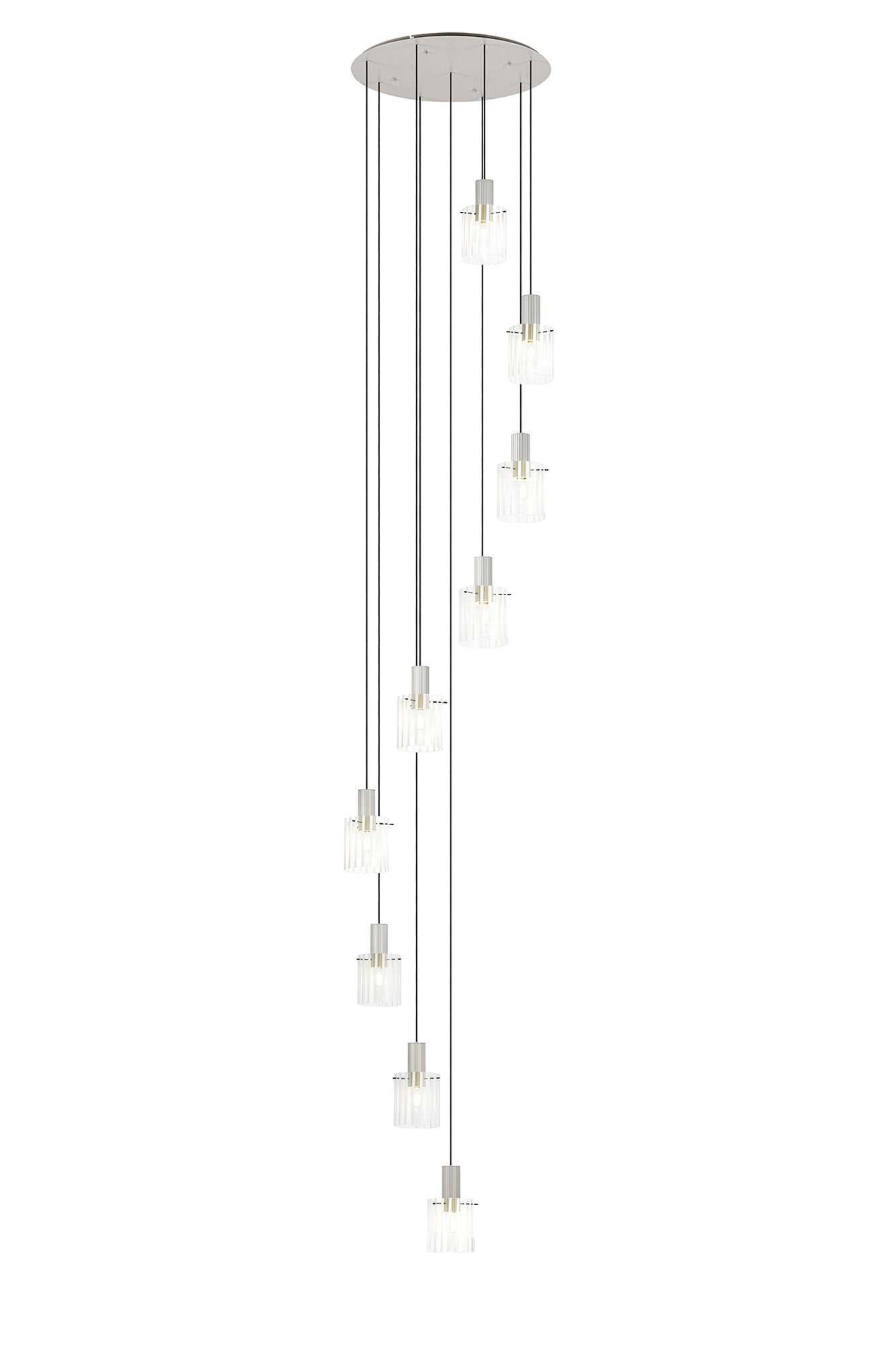 Hailey 9Lt Cluster Pendant Wide Line Glass - Various Colours