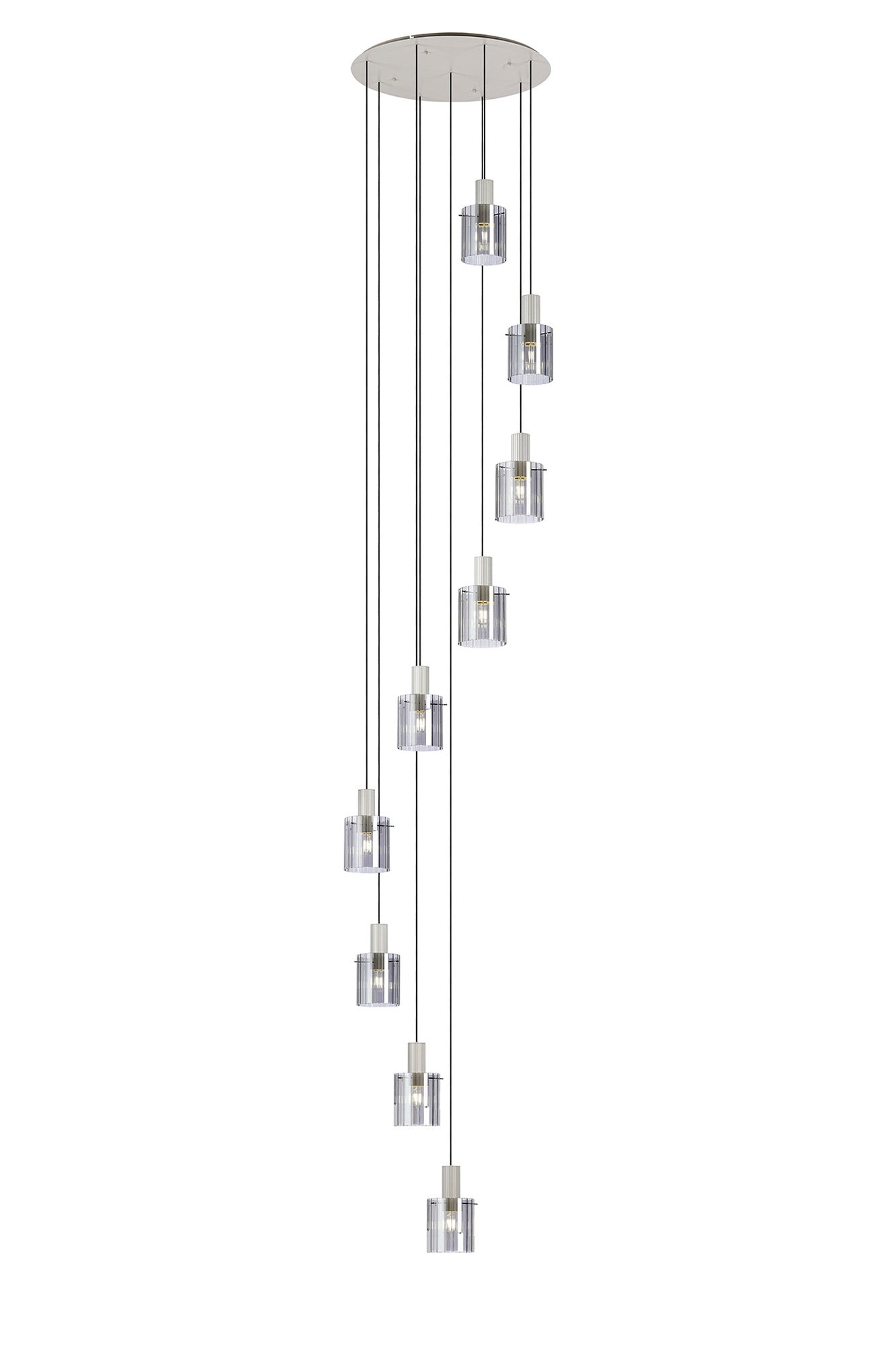 Hailey 9Lt Cluster Pendant Wide Line Glass - Various Colours