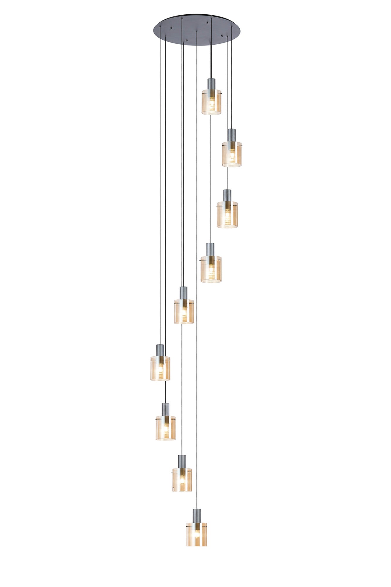 Hailey 9Lt Cluster Pendant Narrow Line Glass - Various Colours