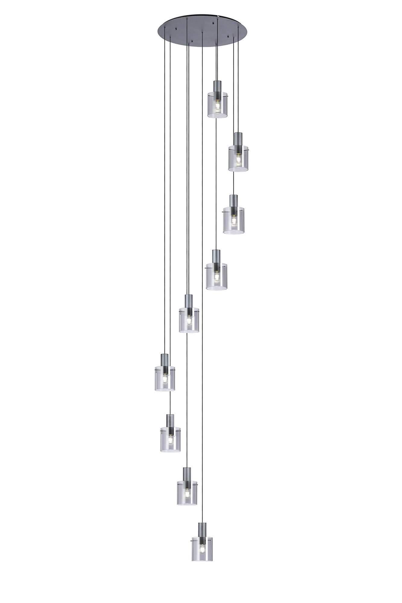 Hailey 9Lt Cluster Pendant Narrow Line Glass - Various Colours
