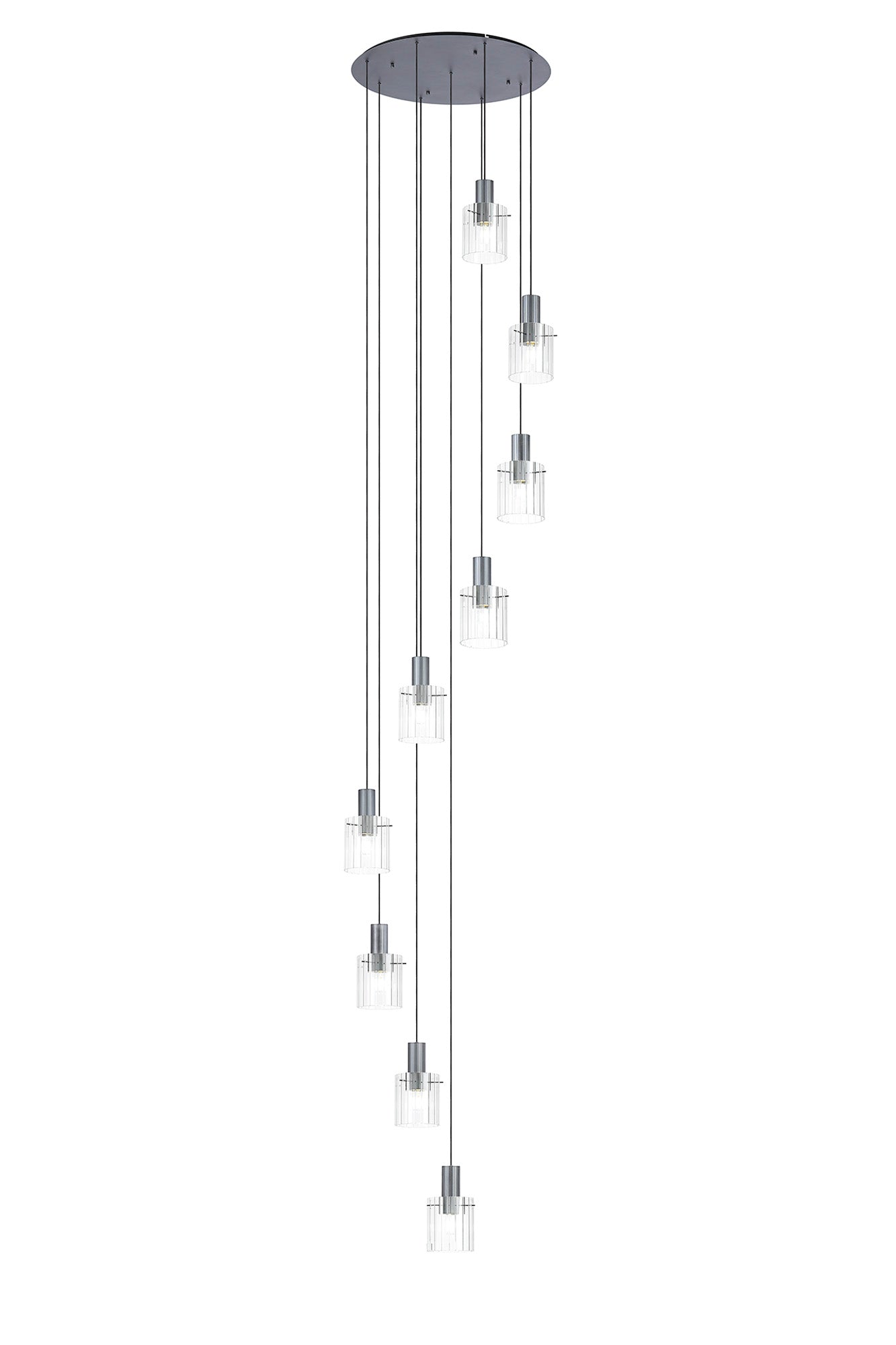 Hailey 9Lt Cluster Pendant Wide Line Glass - Various Colours