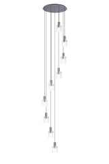 Hailey 9Lt Cluster Pendant Wide Line Glass - Various Colours