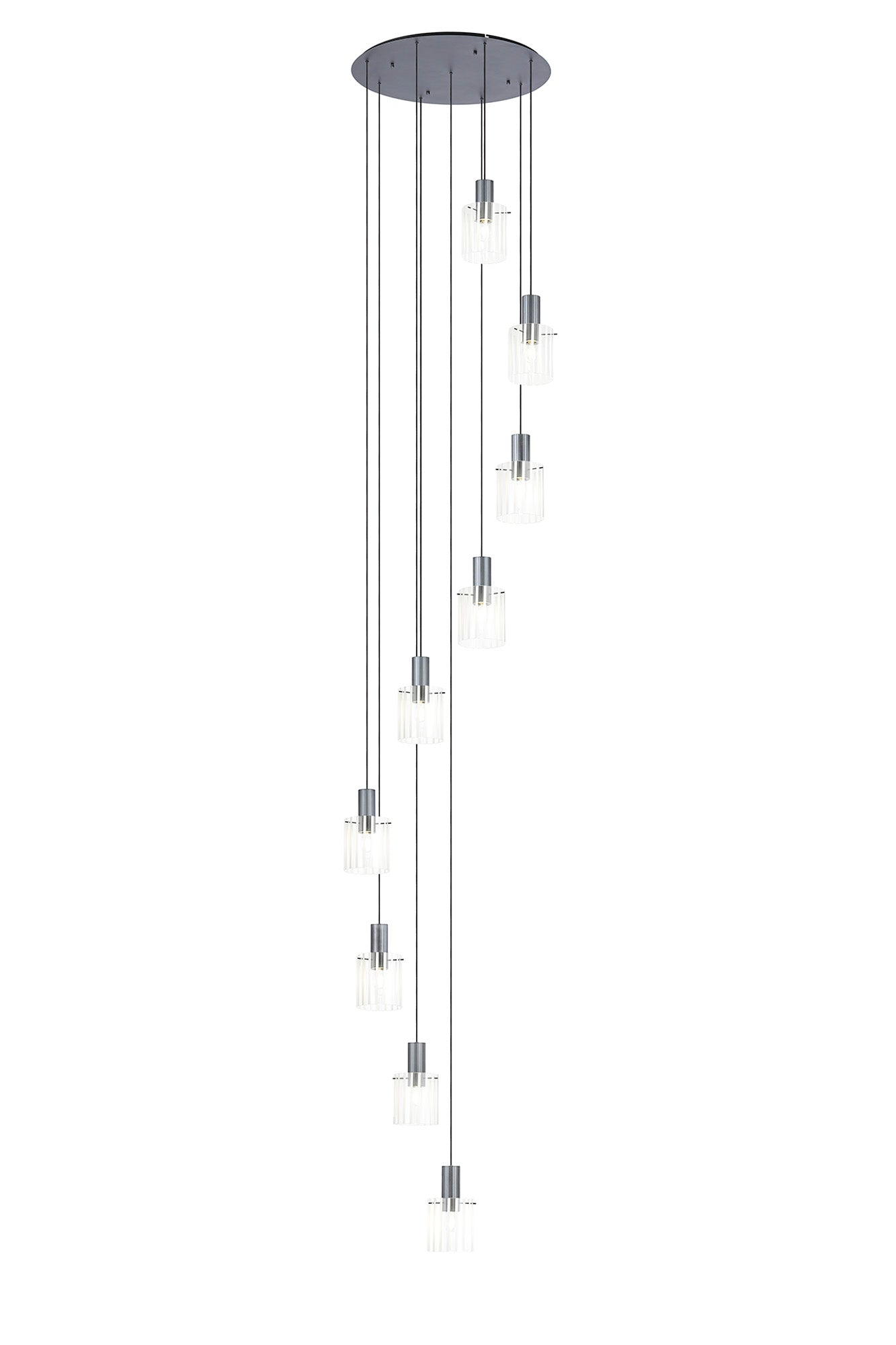 Hailey 9Lt Cluster Pendant Wide Line Glass - Various Colours