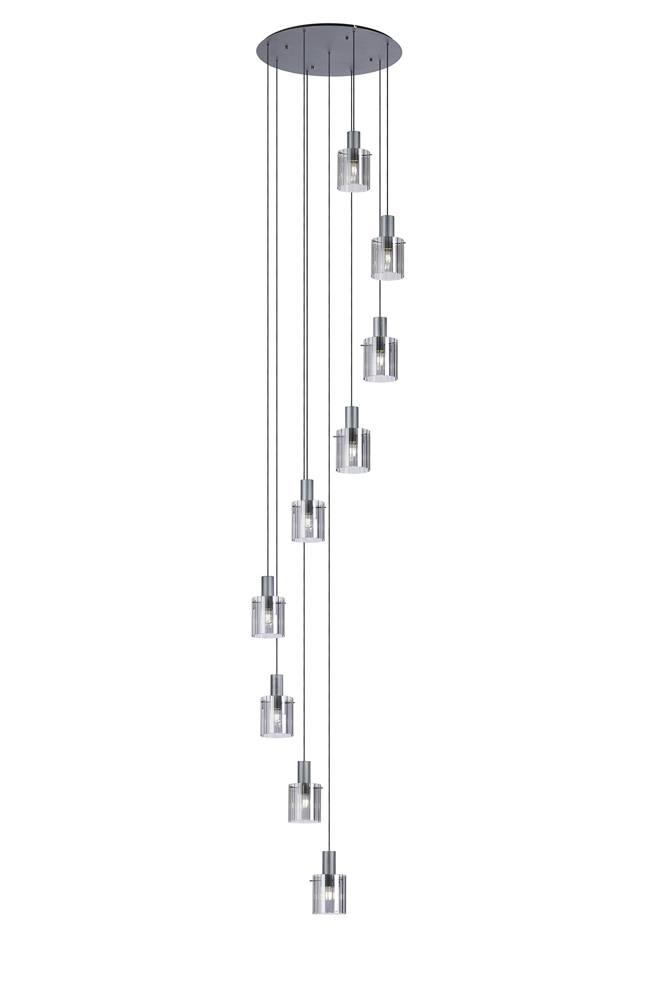 Hailey 9Lt Cluster Pendant Wide Line Glass - Various Colours