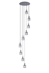 Hailey 9Lt Cluster Pendant Wide Line Glass - Various Colours