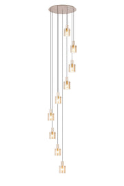 Hailey 9Lt Cluster Pendant Narrow Line Glass - Various Colours