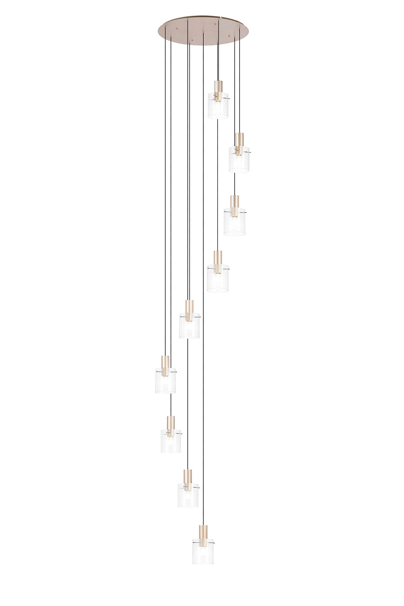 Hailey 9Lt Cluster Pendant Narrow Line Glass - Various Colours
