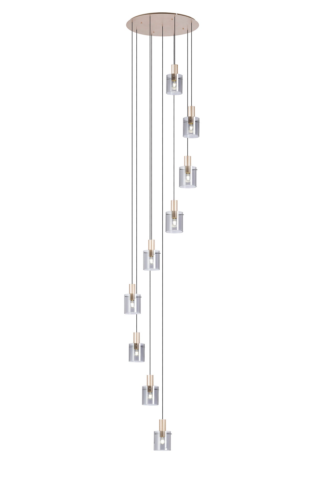 Hailey 9Lt Cluster Pendant Narrow Line Glass - Various Colours