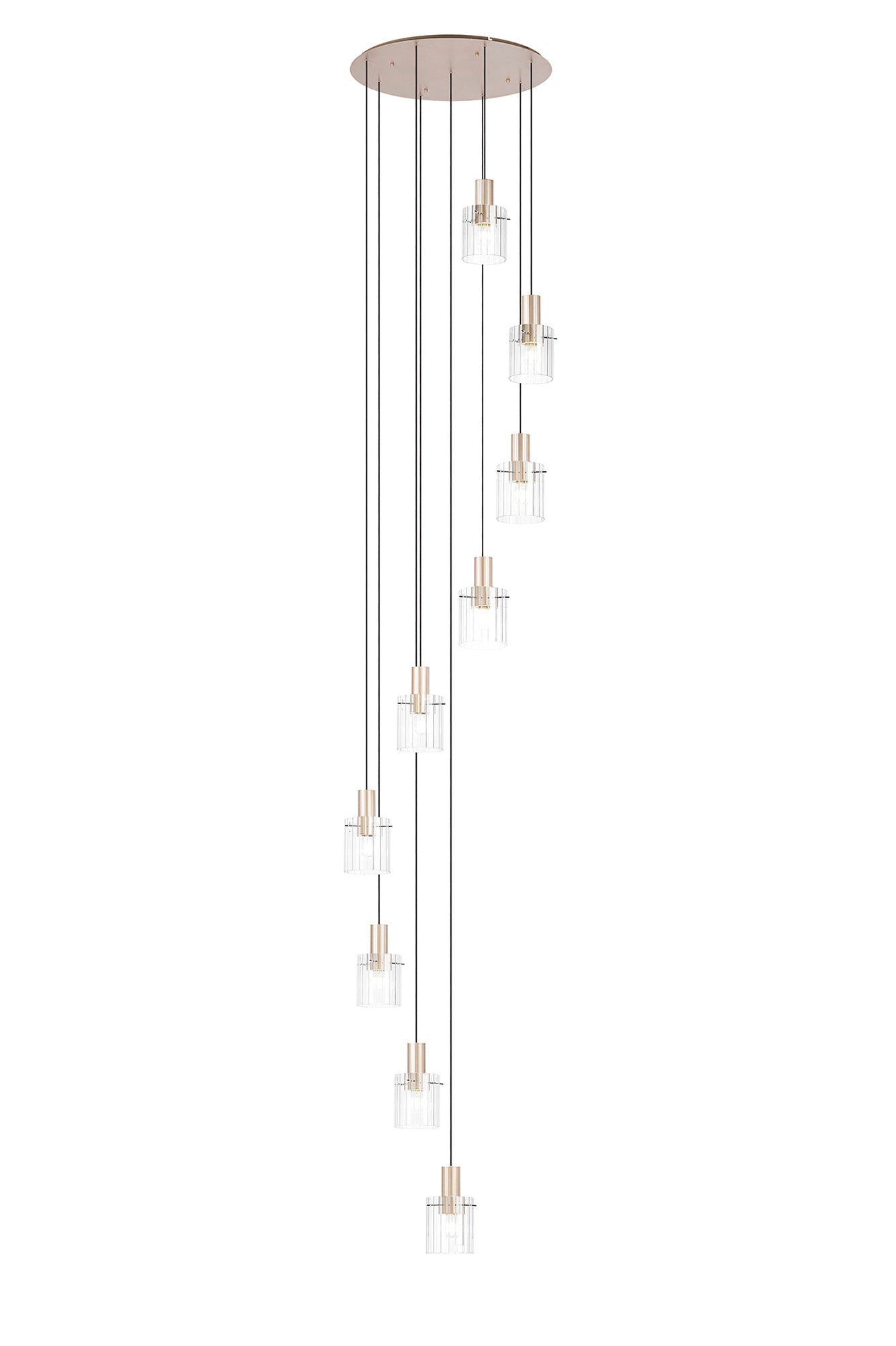 Hailey 9Lt Cluster Pendant Wide Line Glass - Various Colours