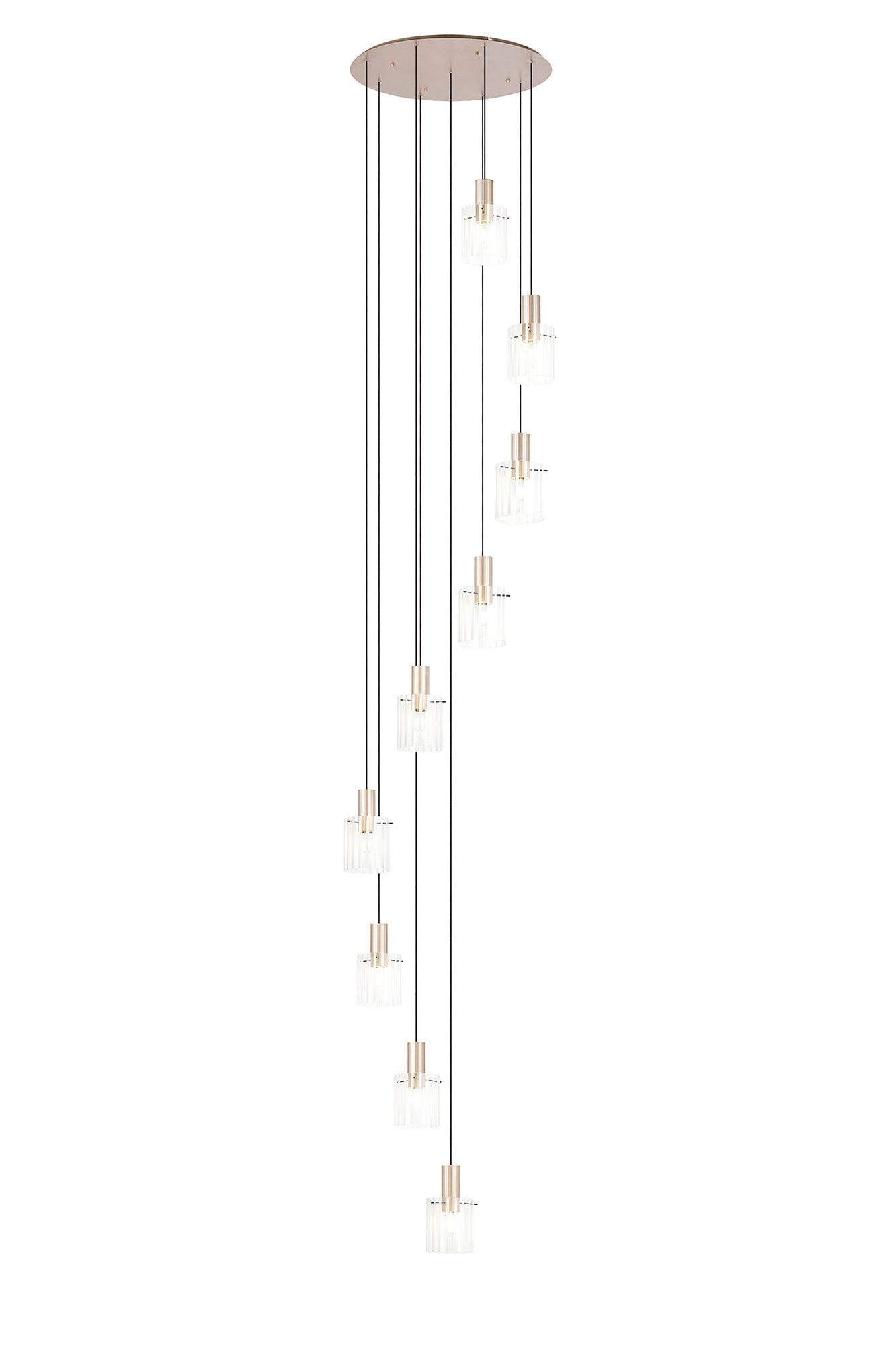 Hailey 9Lt Cluster Pendant Wide Line Glass - Various Colours