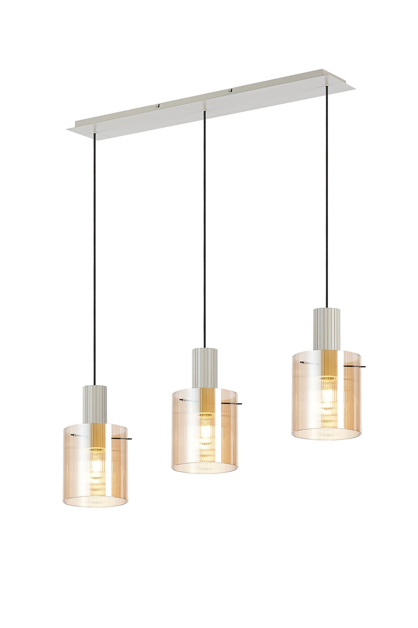 Hailey 3Lt Linear Pendant Narrow Line Glass- Various Colours