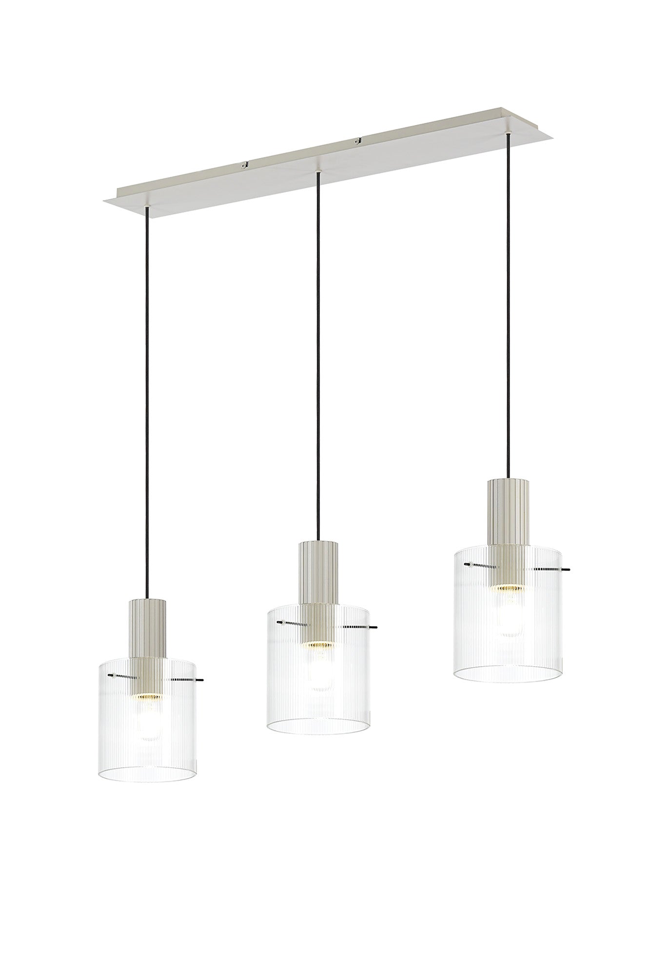 Hailey 3Lt Linear Pendant Narrow Line Glass- Various Colours