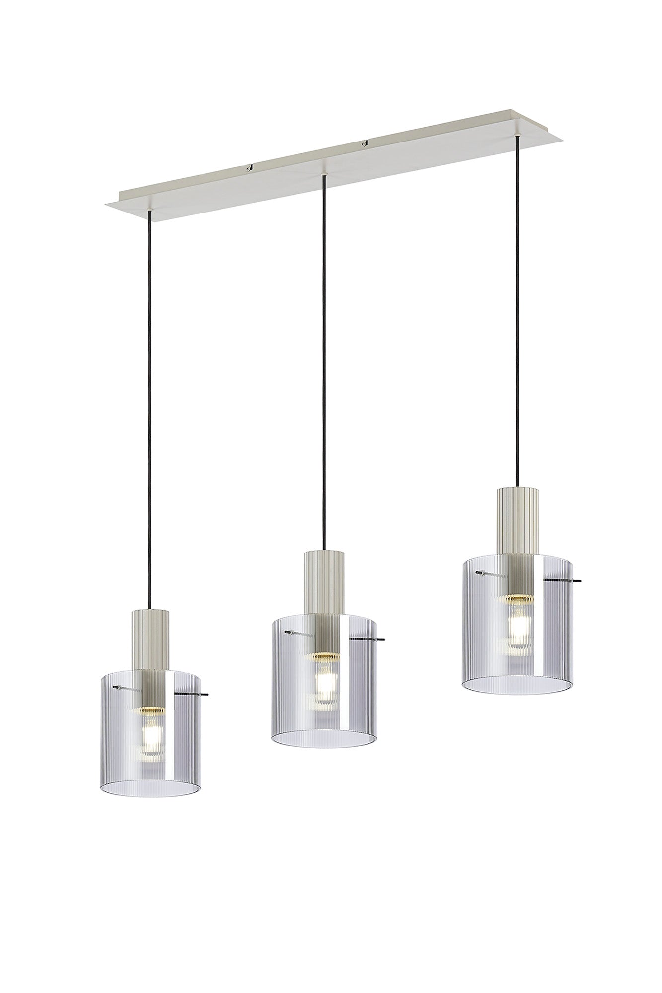 Hailey 3Lt Linear Pendant Narrow Line Glass- Various Colours