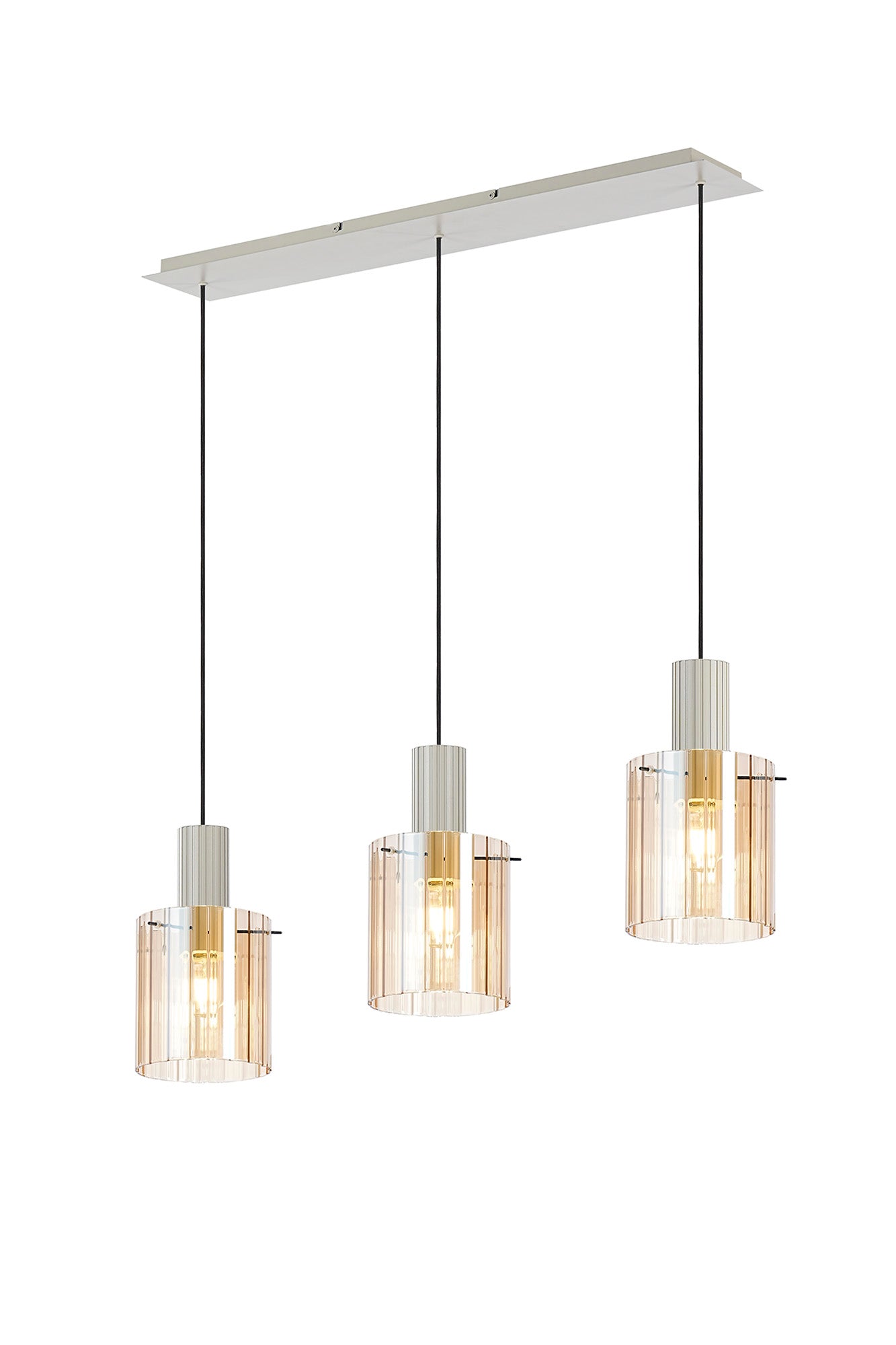 Hailey 3Lt Linear Pendant Wide Line Glass - Various Colours