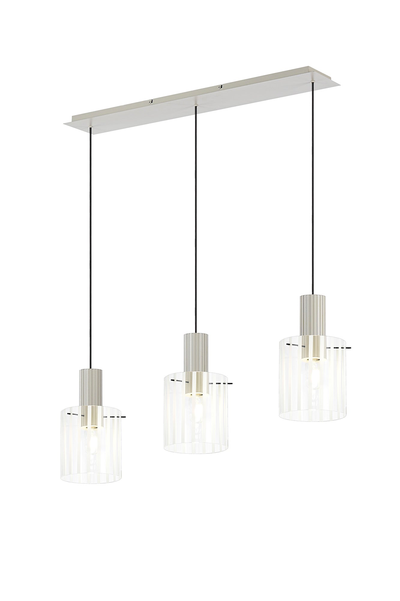 Hailey 3Lt Linear Pendant Wide Line Glass - Various Colours