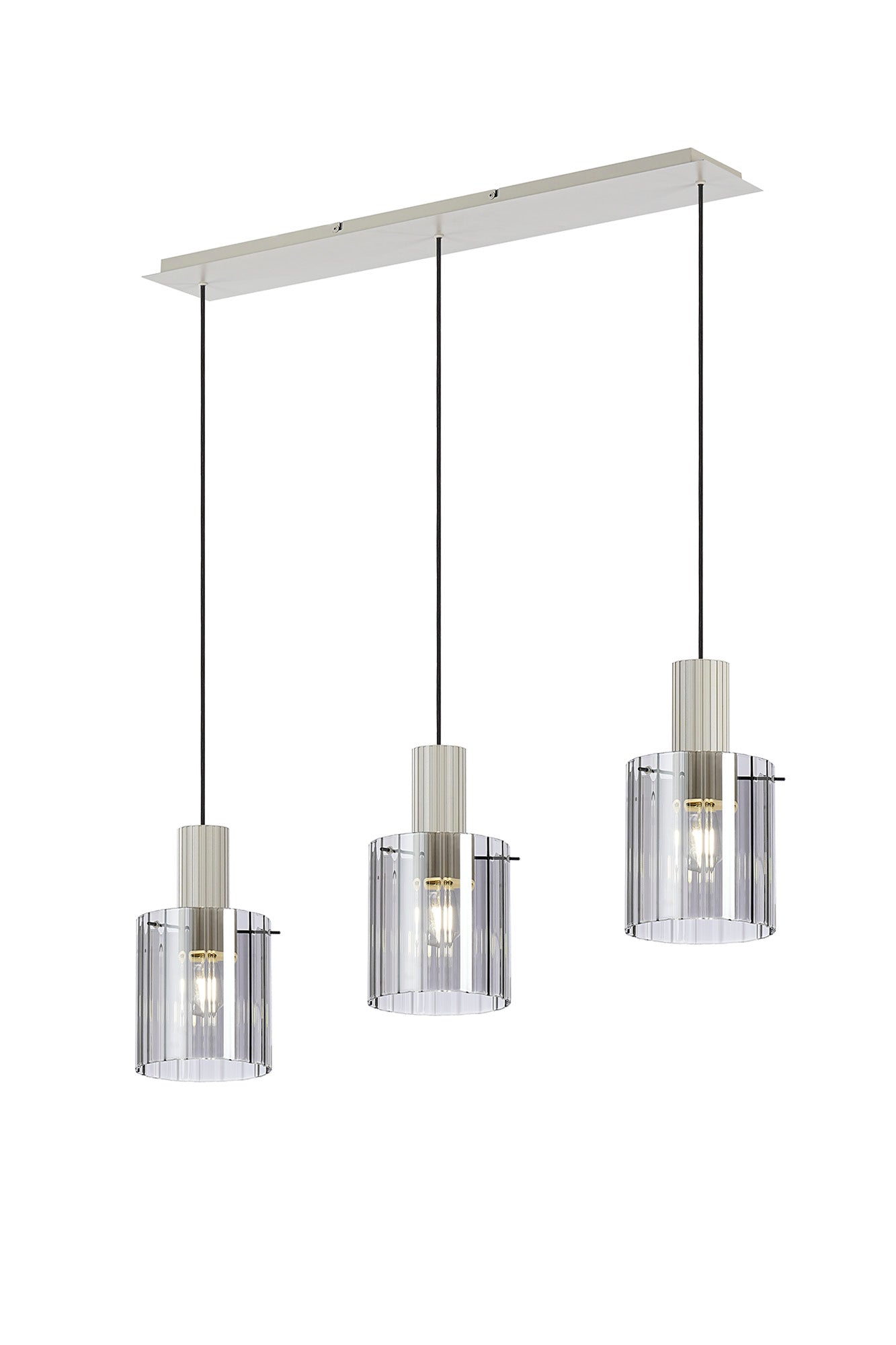 Hailey 3Lt Linear Pendant Wide Line Glass - Various Colours