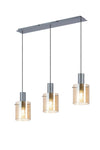 Hailey 3Lt Linear Pendant Wide Line Glass - Various Colours