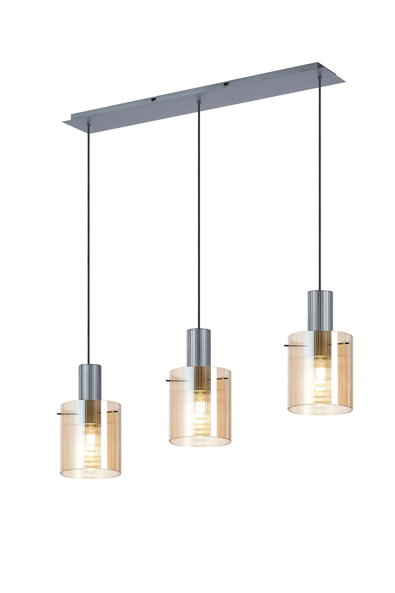 Hailey 3Lt Linear Pendant Narrow Line Glass- Various Colours