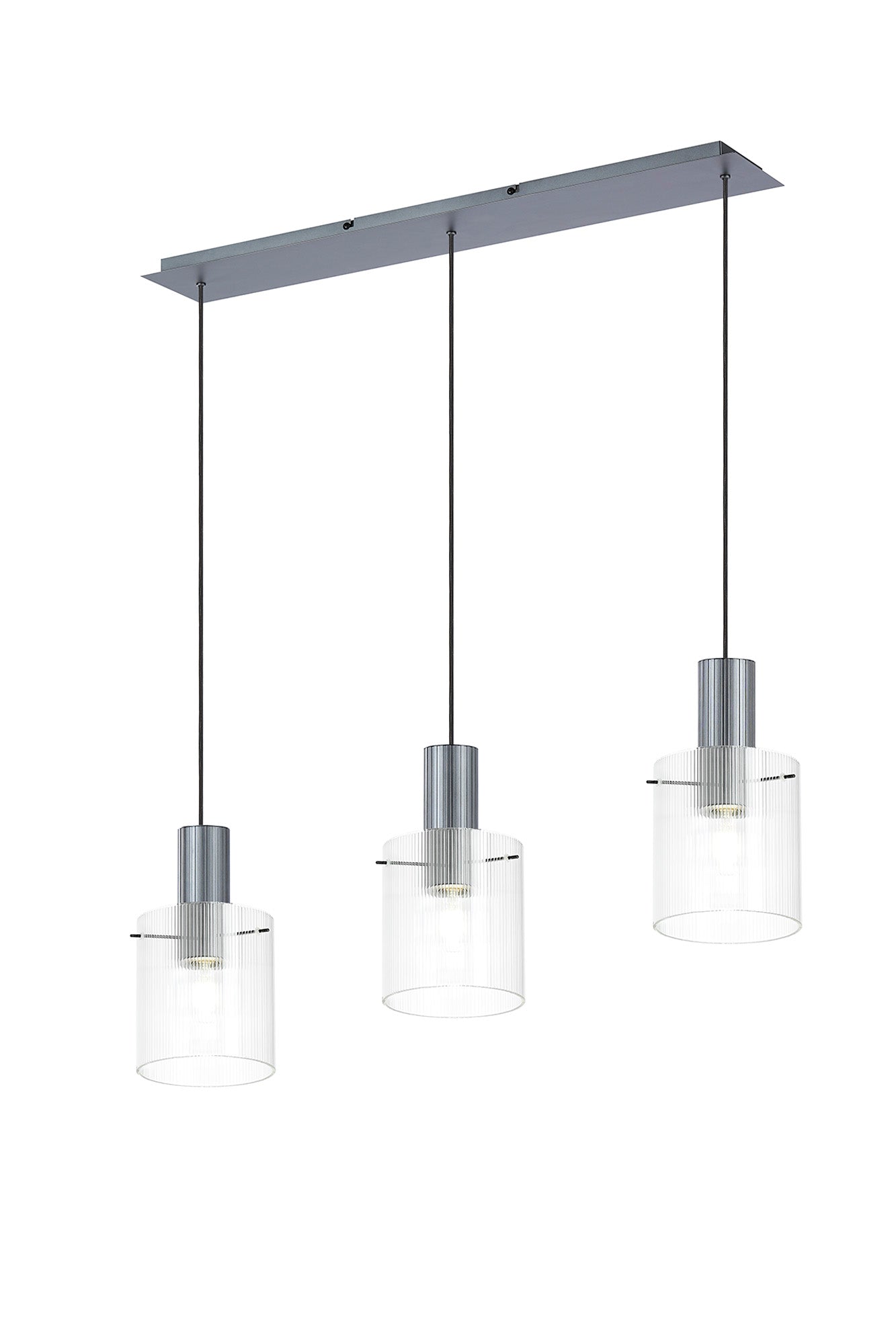 Hailey 3Lt Linear Pendant Narrow Line Glass- Various Colours