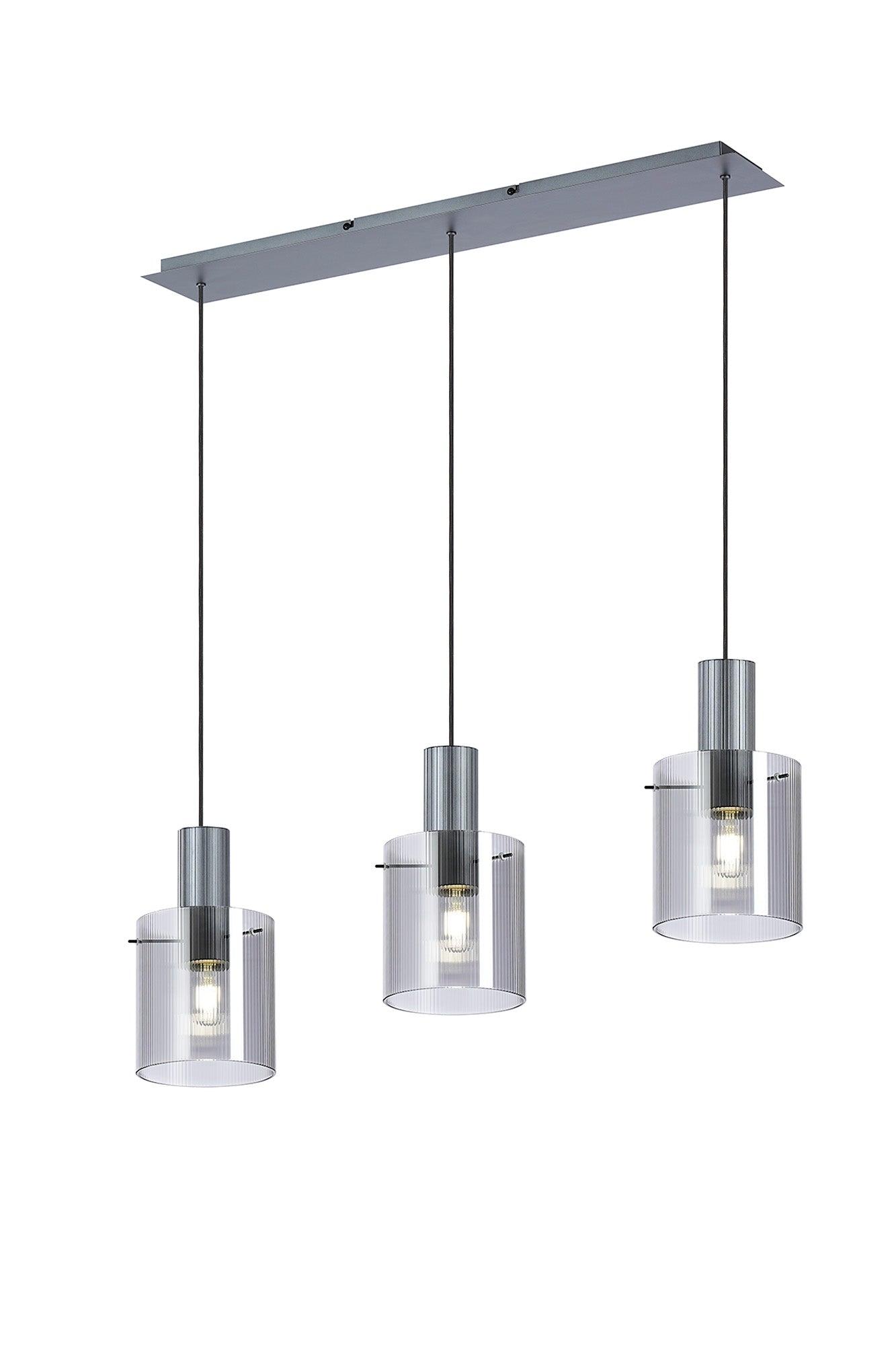 Hailey 3Lt Linear Pendant Narrow Line Glass- Various Colours