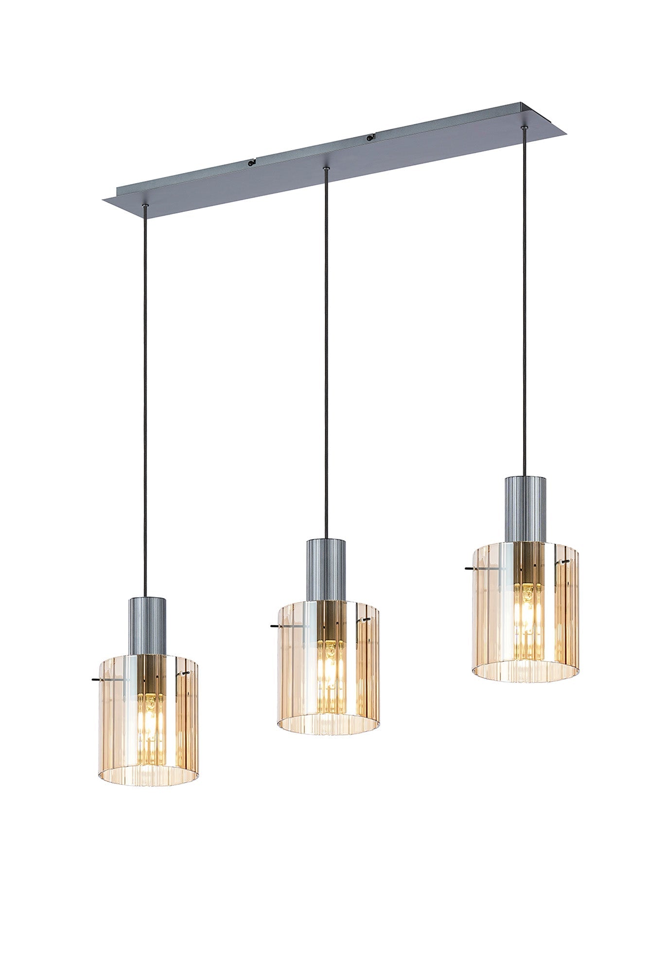 Hailey 3Lt Linear Pendant Wide Line Glass - Various Colours