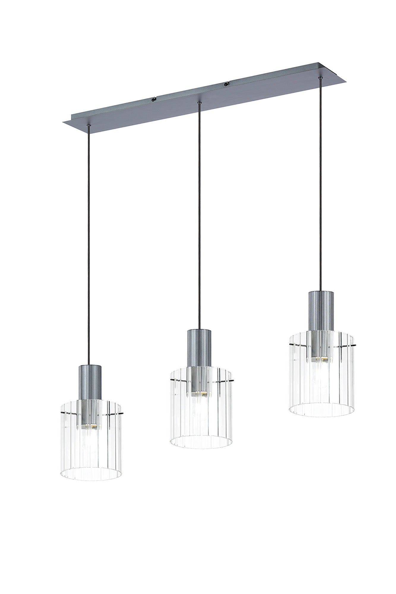 Hailey 3Lt Linear Pendant Wide Line Glass - Various Colours