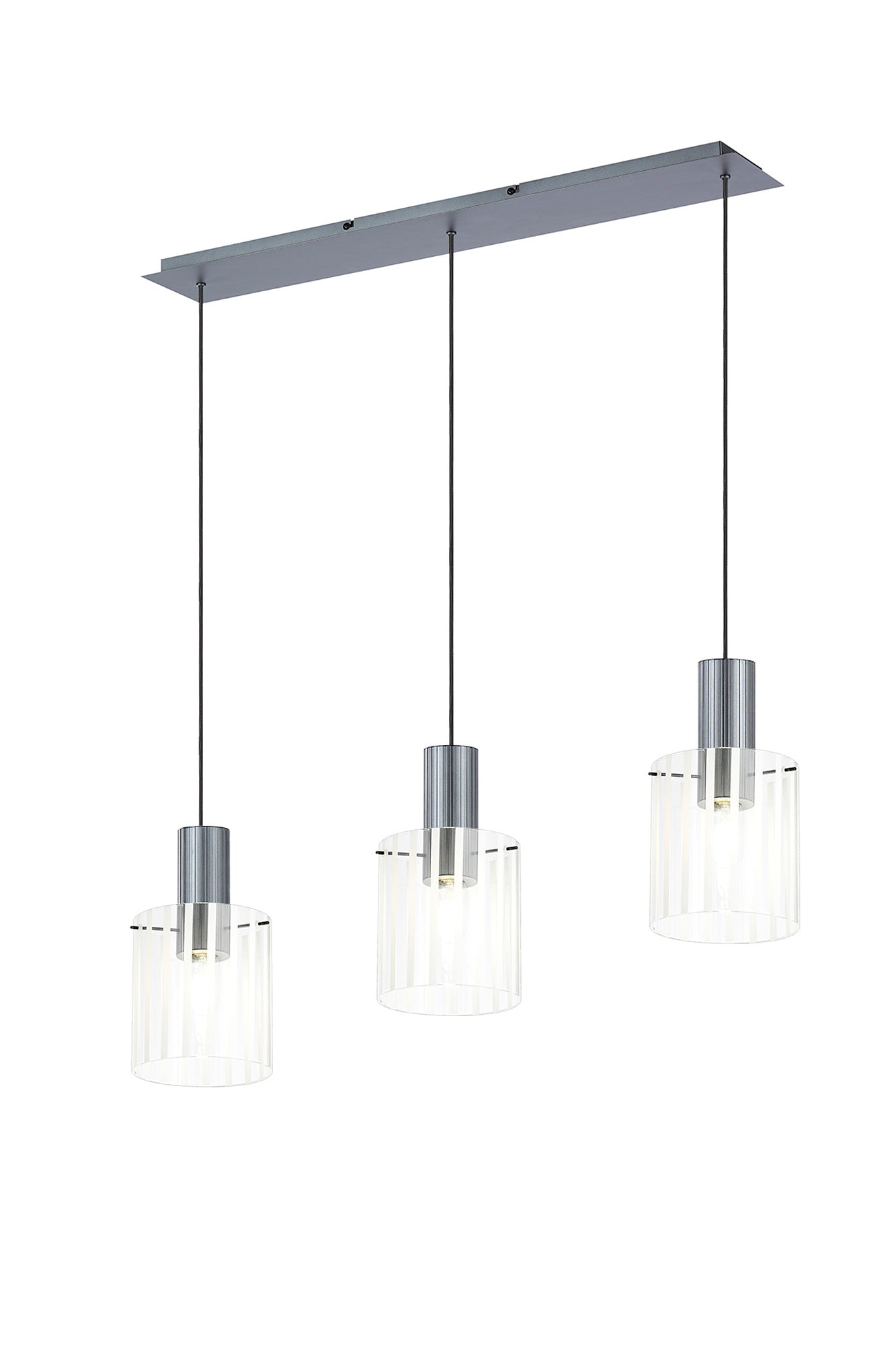 Hailey 3Lt Linear Pendant Wide Line Glass - Various Colours