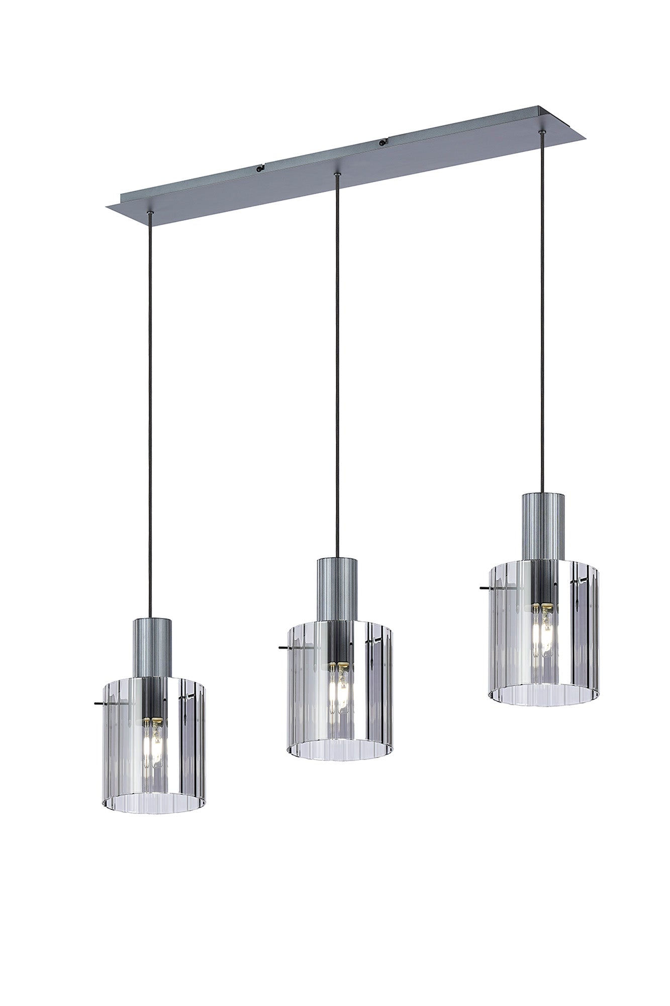 Hailey 3Lt Linear Pendant Wide Line Glass - Various Colours