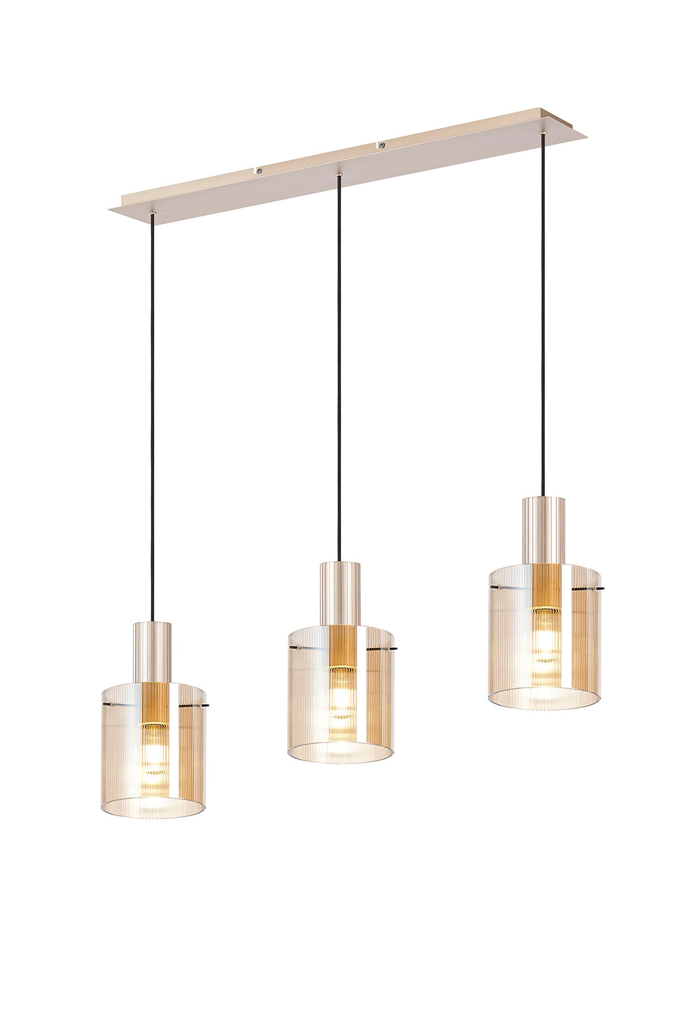 Hailey 3Lt Linear Pendant Narrow Line Glass- Various Colours