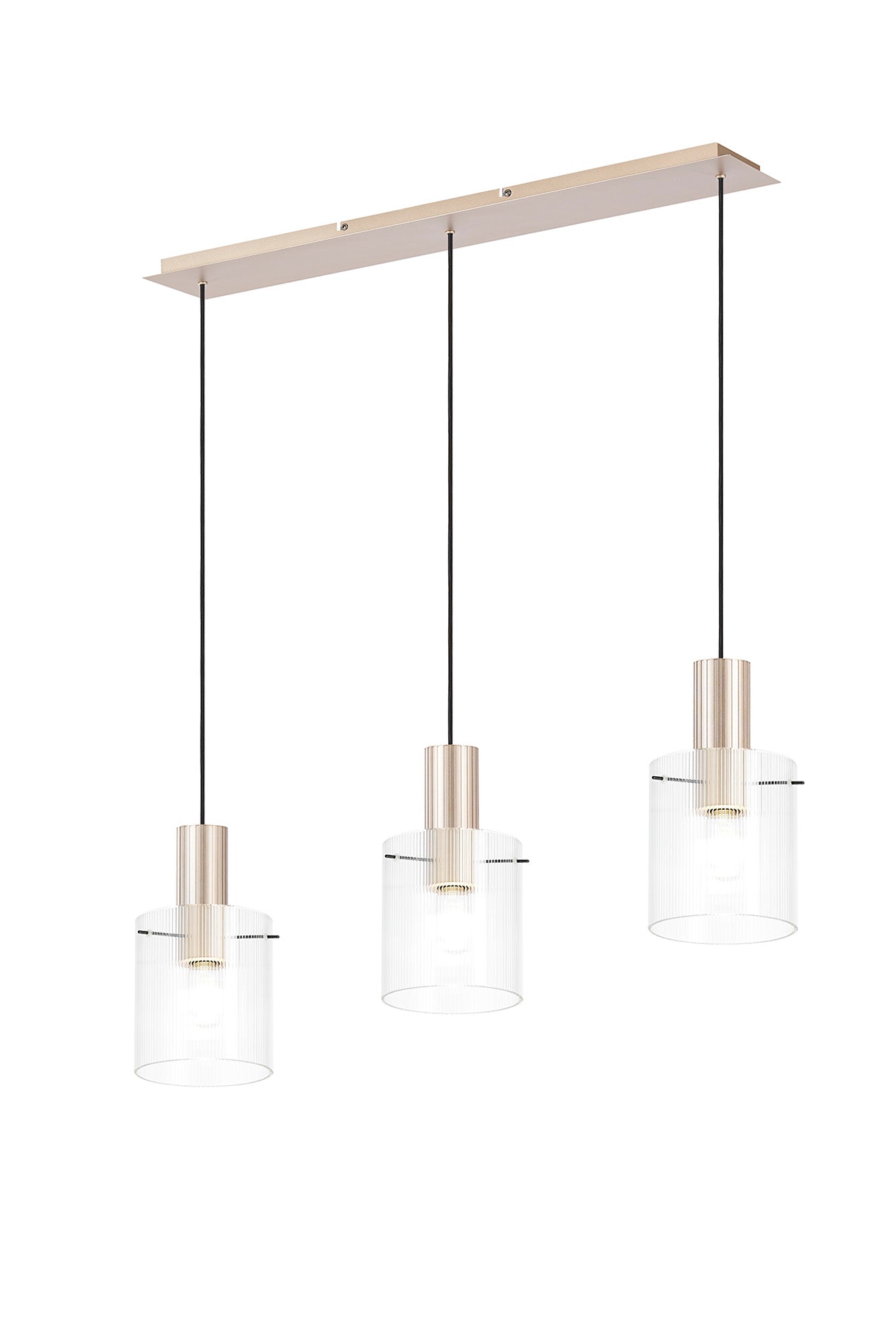 Hailey 3Lt Linear Pendant Narrow Line Glass- Various Colours