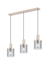 Hailey 3Lt Linear Pendant Narrow Line Glass- Various Colours