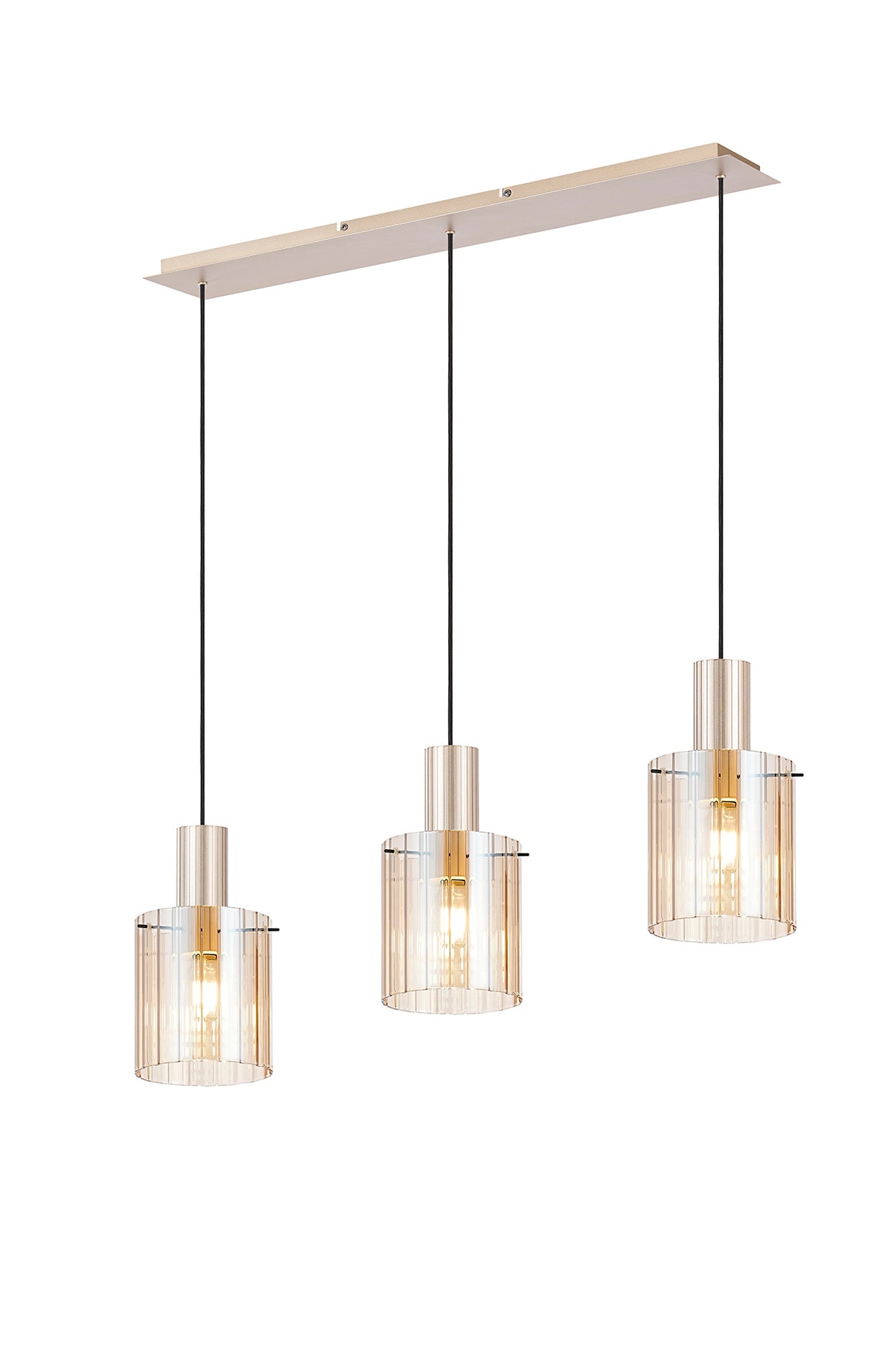 Hailey 3Lt Linear Pendant Wide Line Glass - Various Colours