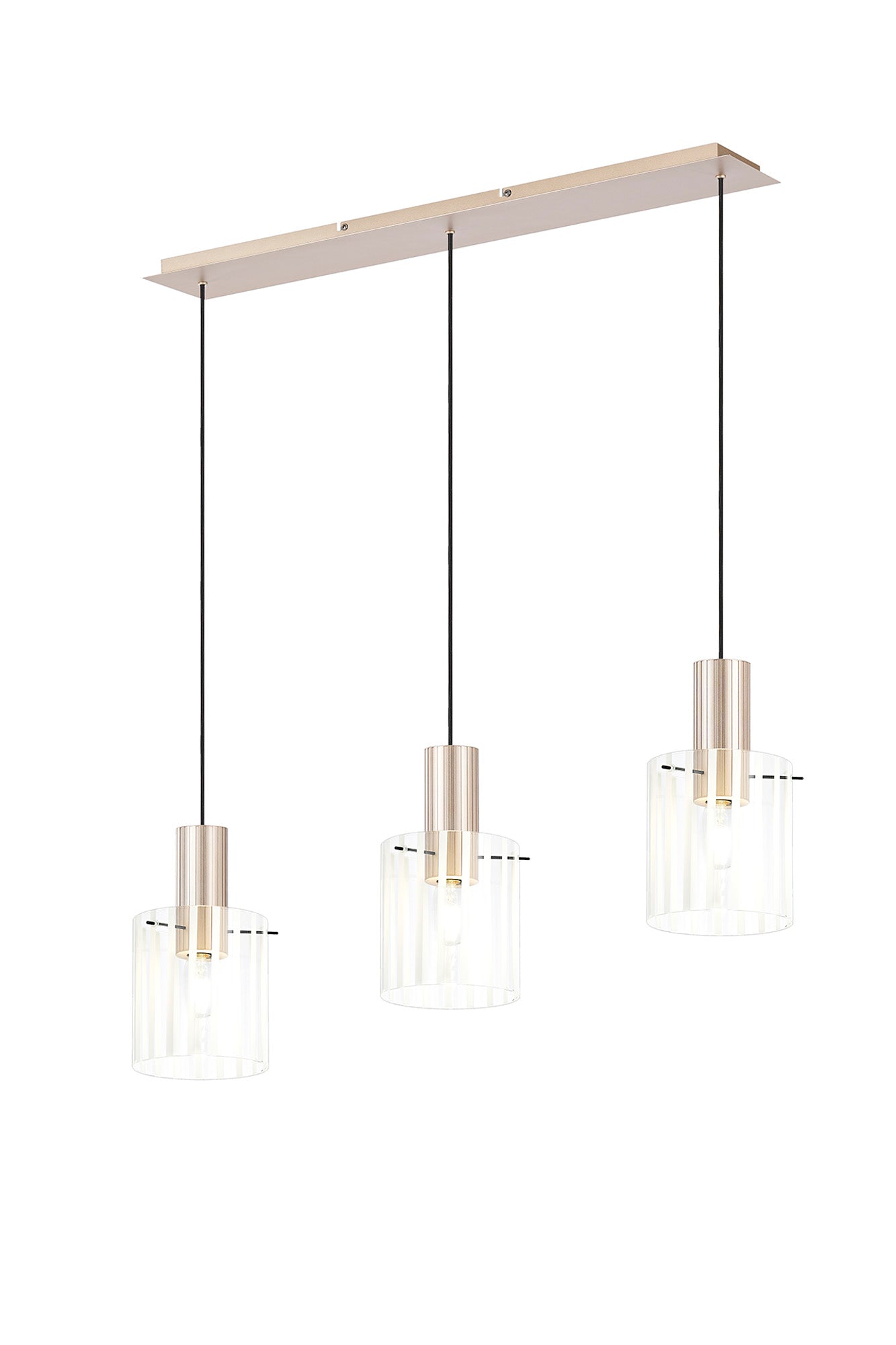 Hailey 3Lt Linear Pendant Wide Line Glass - Various Colours