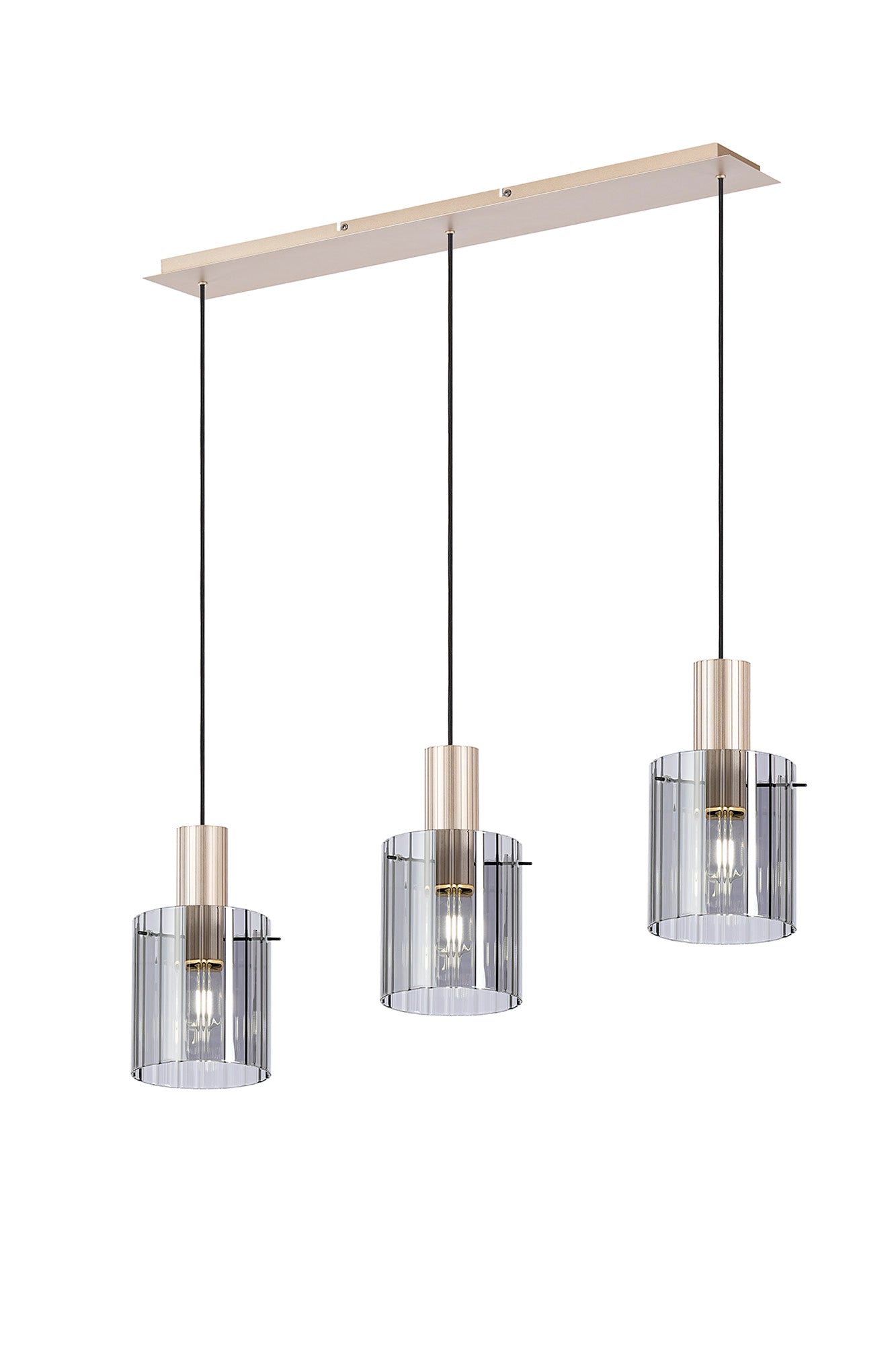 Hailey 3Lt Linear Pendant Wide Line Glass - Various Colours