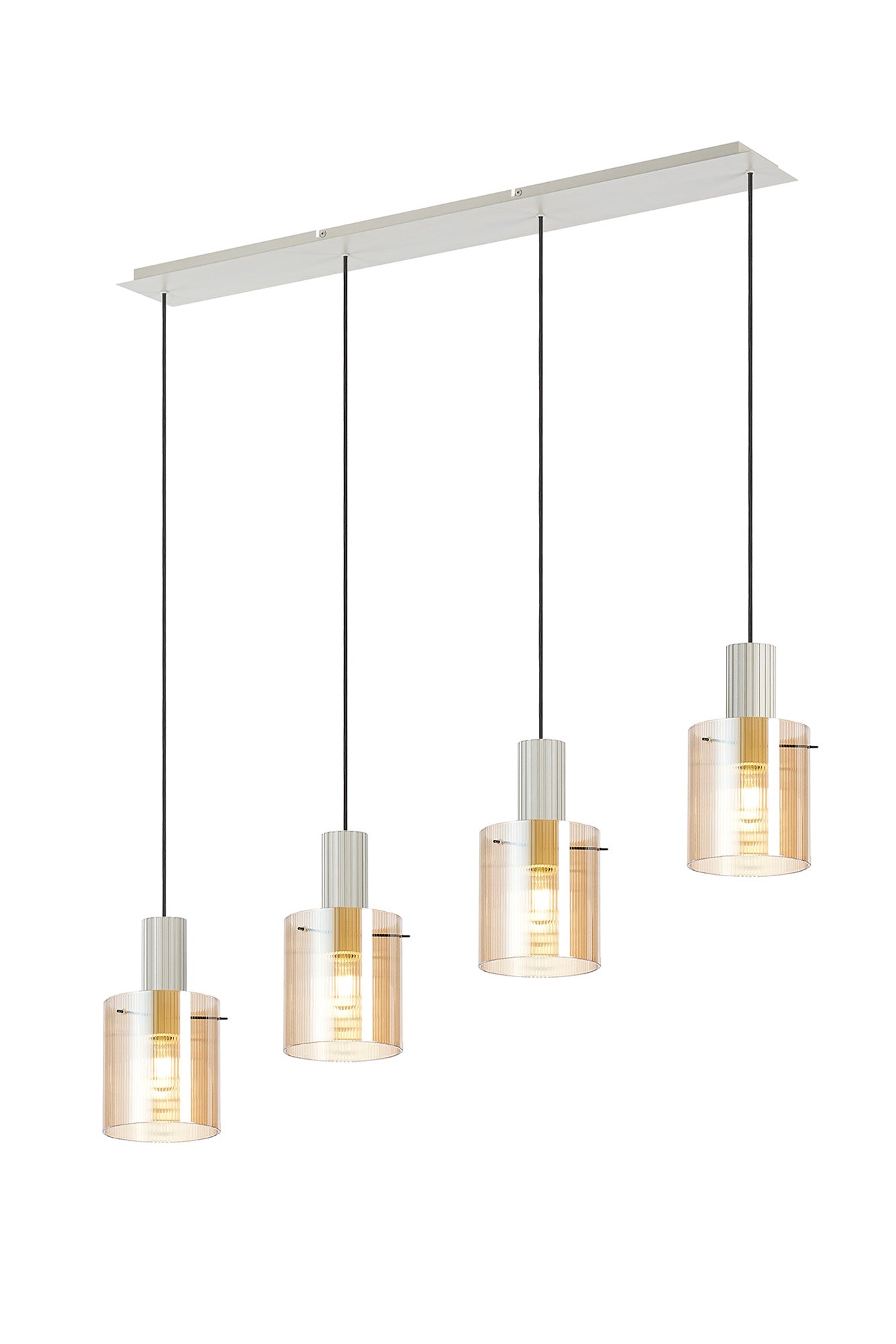 Hailey 4Lt Linear Pendant Narrow Line Glass - Various Colours