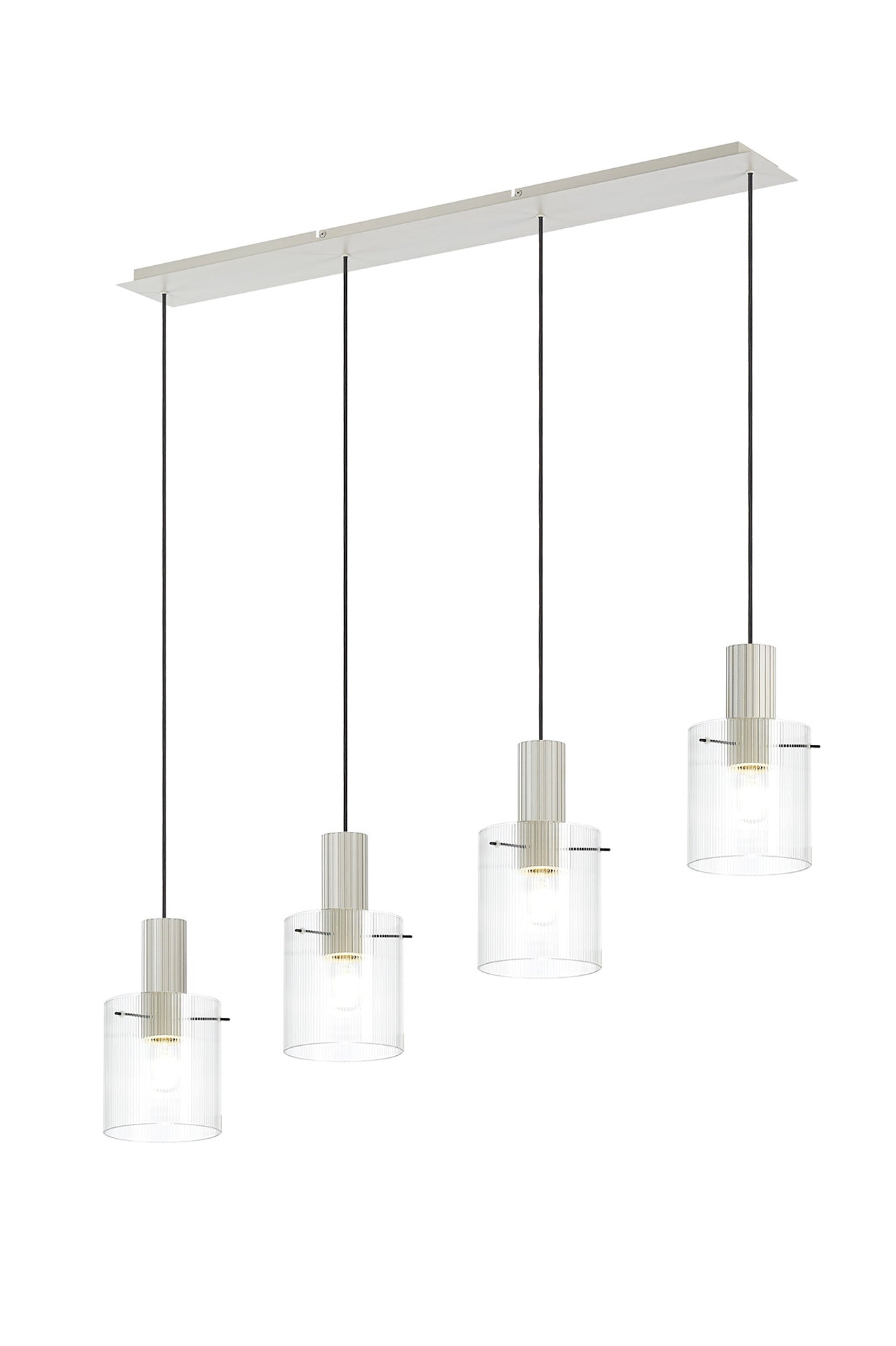 Hailey 4Lt Linear Pendant Narrow Line Glass - Various Colours