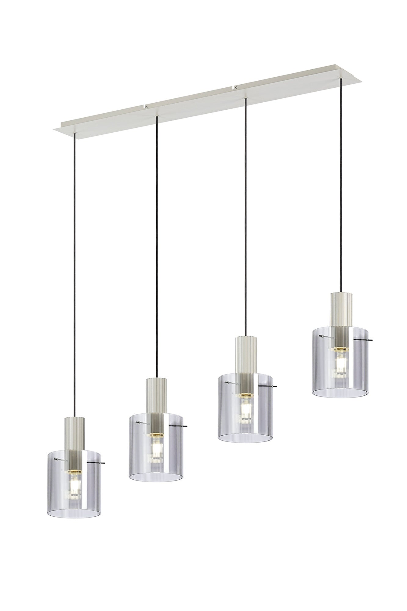 Hailey 4Lt Linear Pendant Narrow Line Glass - Various Colours