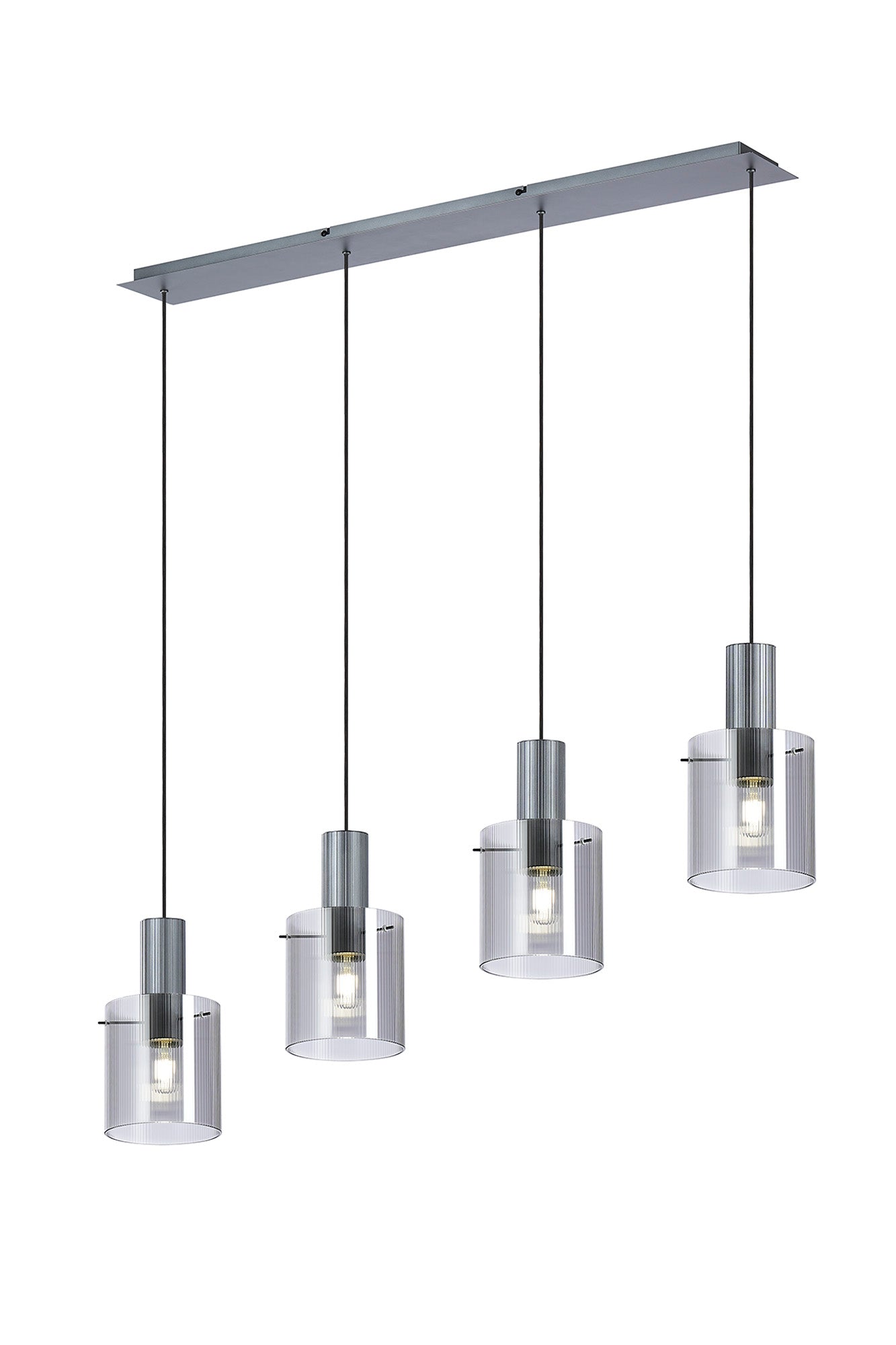 Hailey 4Lt Linear Pendant Narrow Line Glass - Various Colours