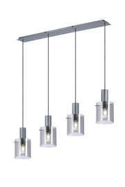 Hailey 4Lt Linear Pendant Narrow Line Glass - Various Colours