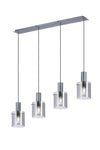 Hailey 4Lt Linear Pendant Narrow Line Glass - Various Colours